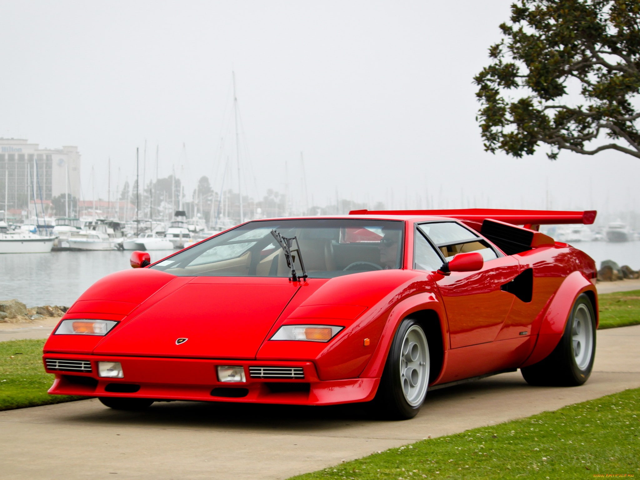 lamborghini, supercar, 1080P, countach, classic, red, HD Wallpaper