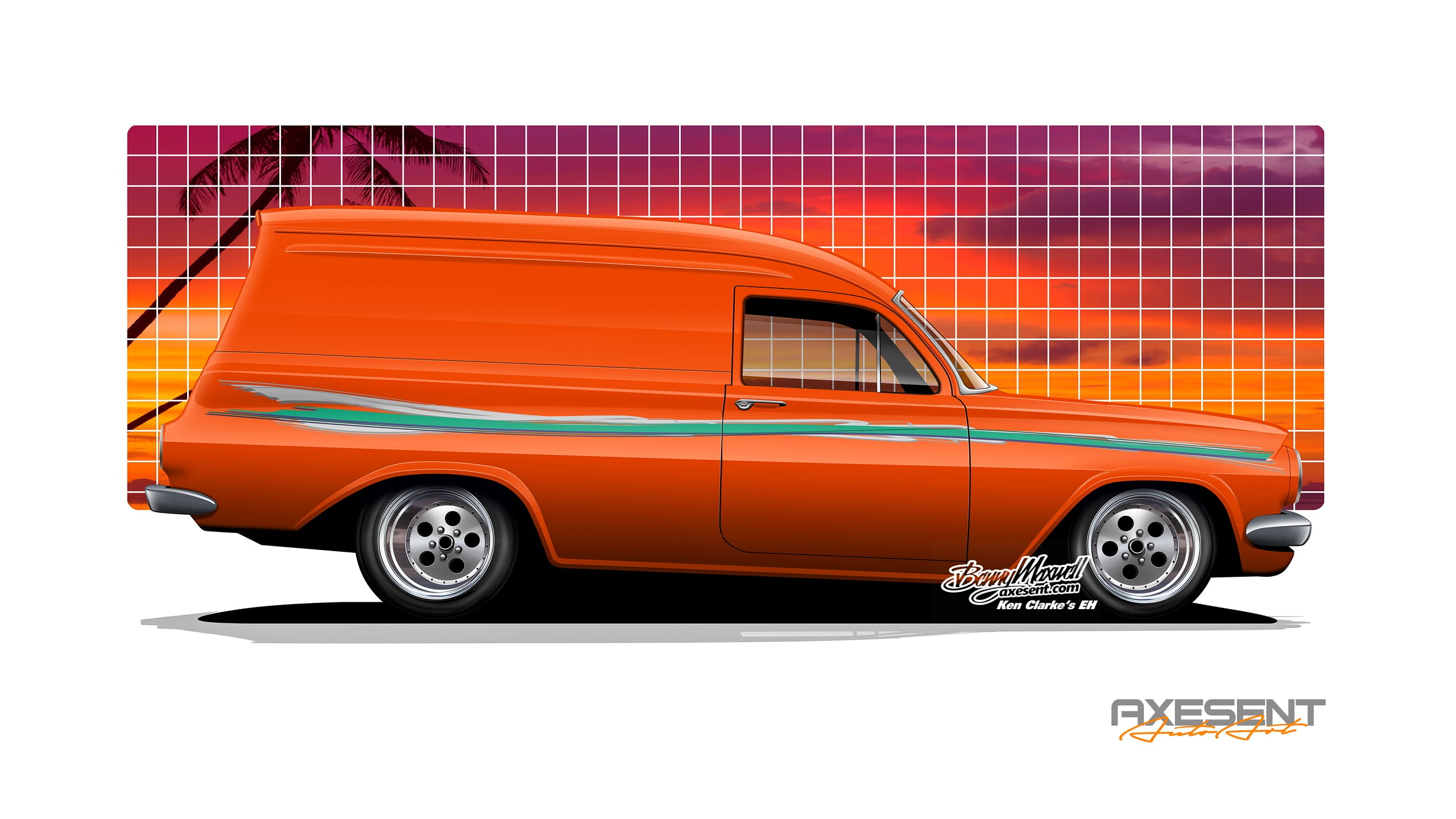 orange color, car, wheel, Australian cars, motor vehicle, Axesent Creations, Panel Van, road, Holden, render, cut out, mode of transportation, transportation, HD Wallpaper