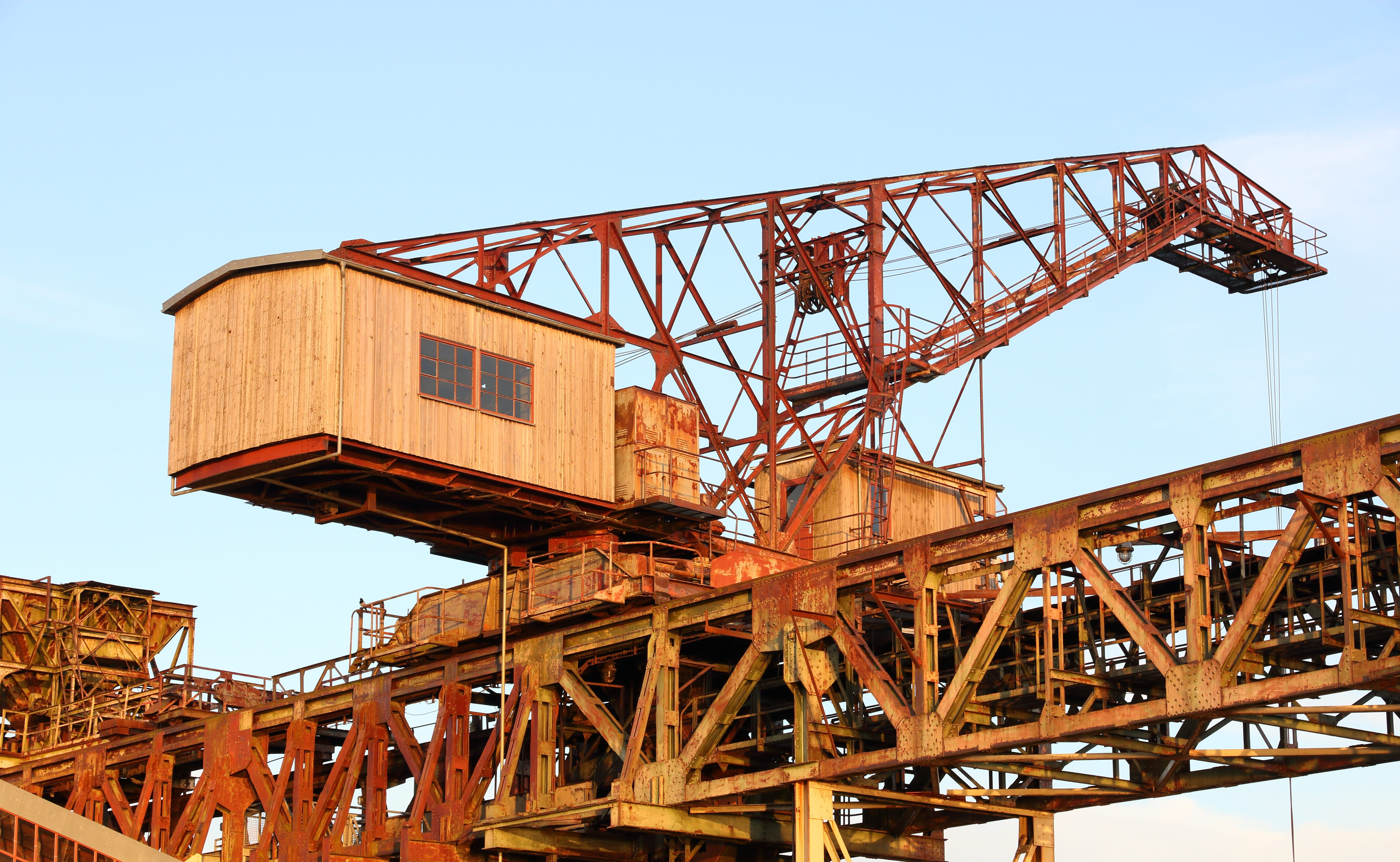 construction site, blue, development, low angle view, built structure, clear sky, sky, peenemunde, germany, 5K, day, industry, power plant, alloy, decay, HD Wallpaper