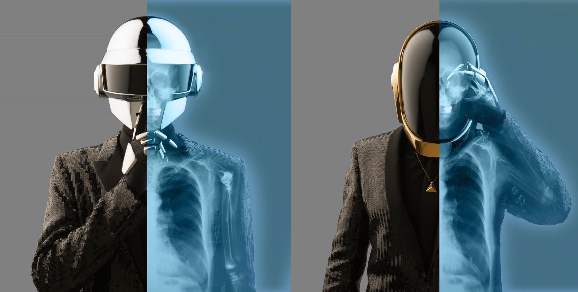 Band, blue, collage, French, Music, white, Daft Punk, mask, Guy-Manuel de Homem-Christo, Thomas Bangalter, full, face, 1080P, Band (Music), HD Wallpaper
