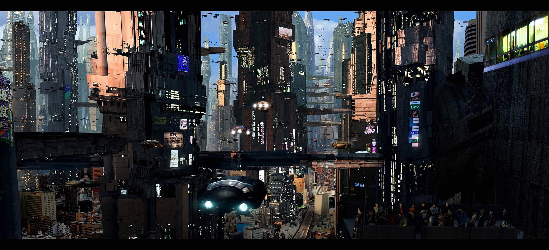 building exterior, tall - high, 1080P, aircraft, auto post production filter, transportation, transfer print, architecture, street, futuristic city, skyscraper, HD Wallpaper
