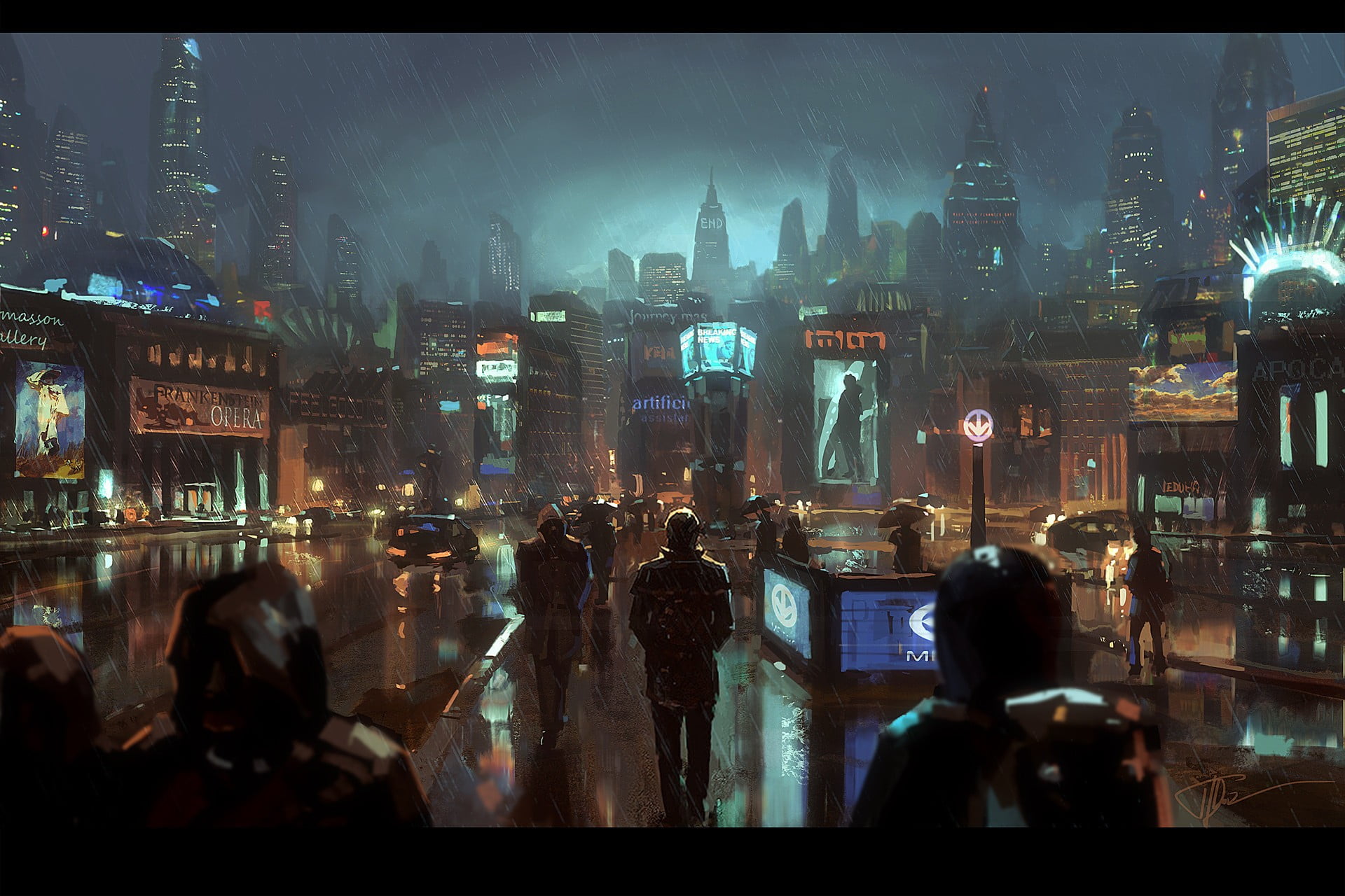 group of people, streets, cityscape, auto post production filter, illuminated, city life, rain, built structure, large group of people, modern, office building exterior, HD Wallpaper