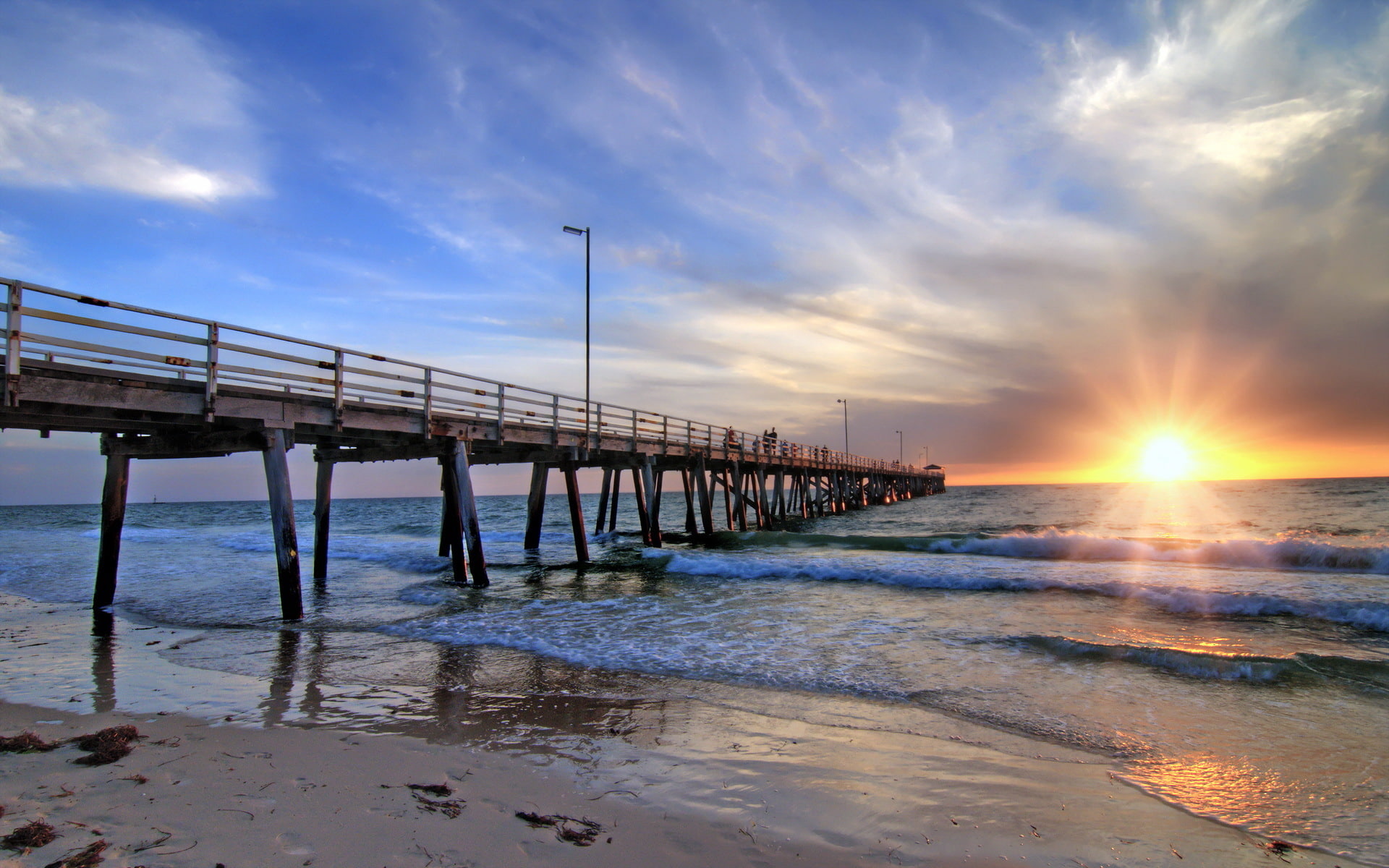 australia, bridge, grange, beach, ocean, adelaide, waves, south, landscape, 1080P, sea, HD Wallpaper