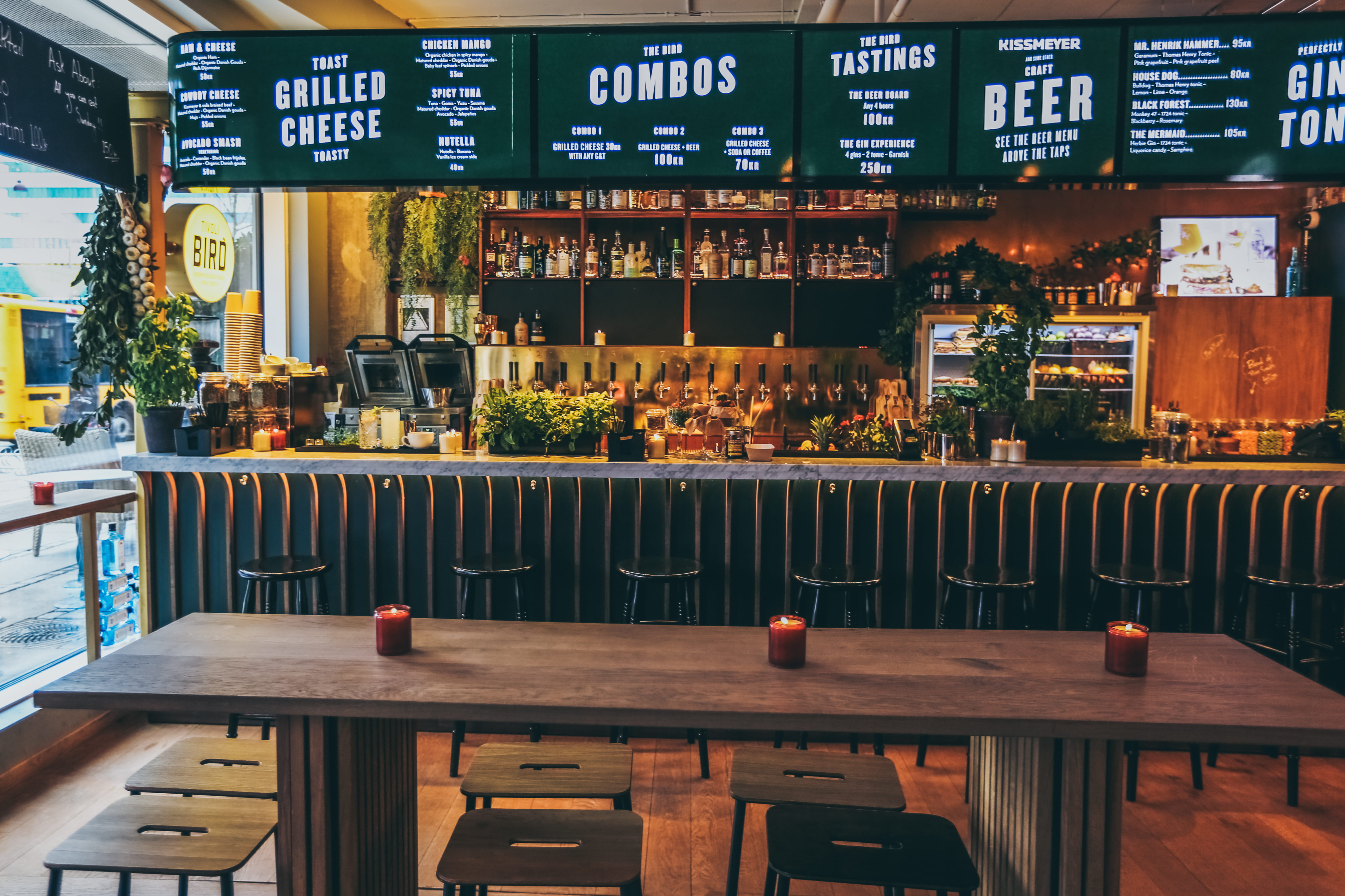copenhagen, restaurant, script, menu, bar, wood - material, table, chair, denmark, no people, indoors, illuminated, empty, cafe, cafeteria, western script, HD Wallpaper