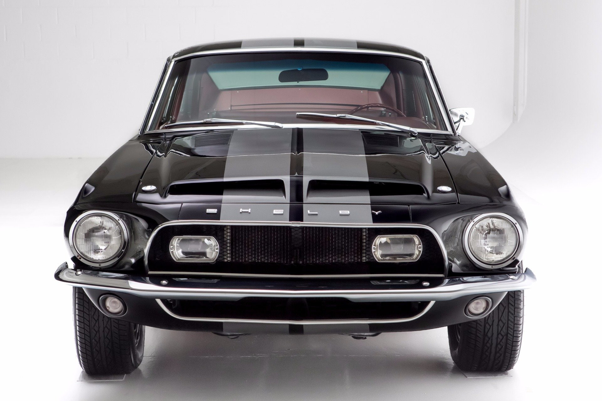 gt350, ford, shelby, fastback, 1968, black, 1080P, mustang, cars, HD Wallpaper