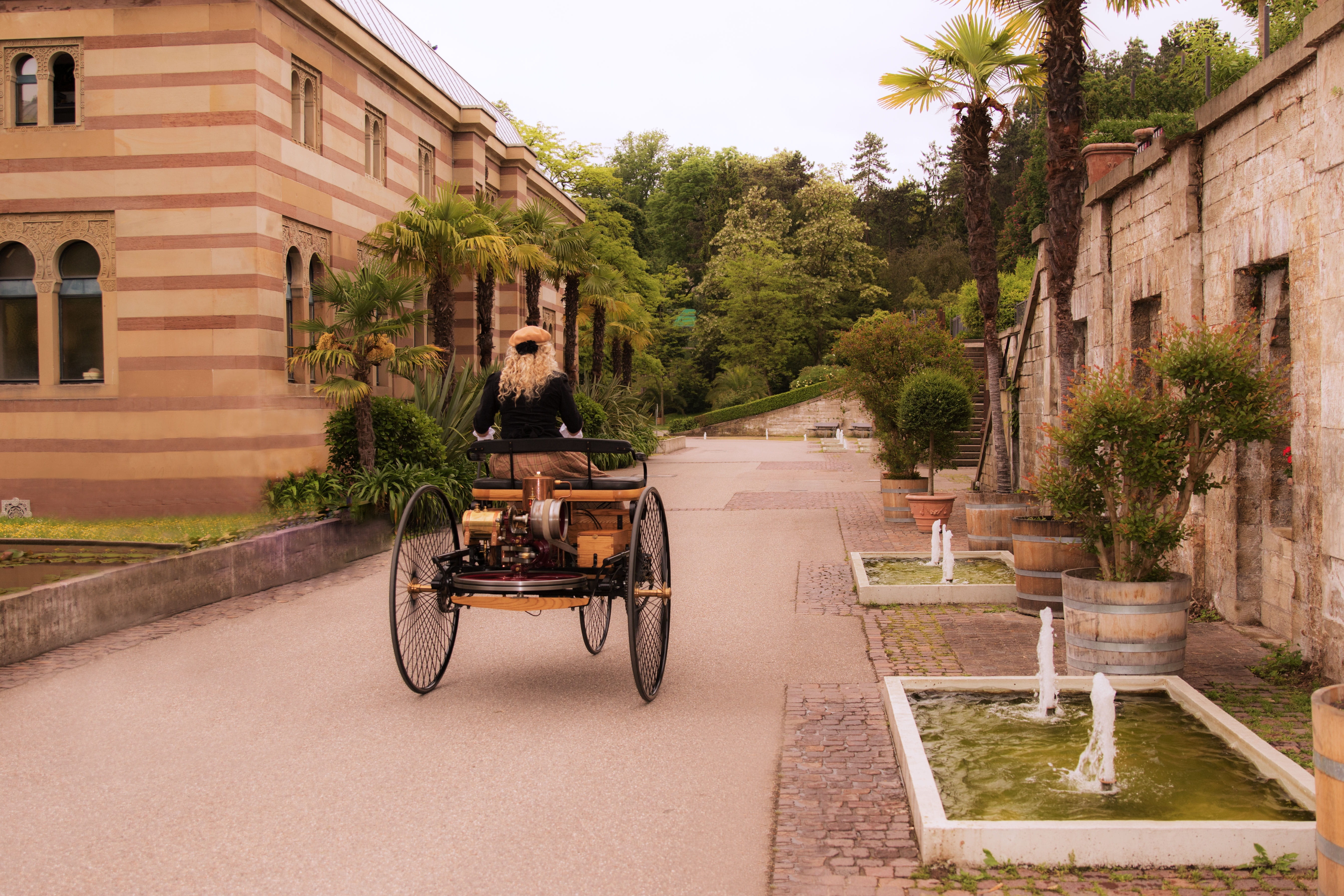 growth, 5K, plant, Automotive, building, direction, city, historically, cart, mode of transportation, classic, no people, sky, Oldtimer, day, wilhelma, HD Wallpaper