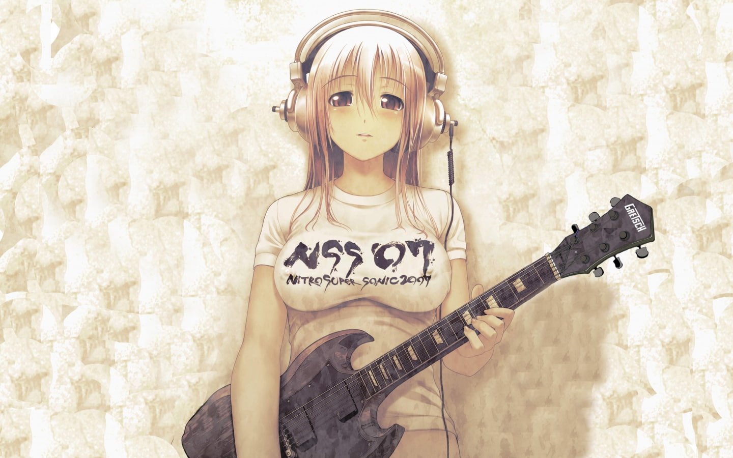 anime, sonic, art, 720P, Nice, super, guitar, nitro, hd, girl, Sweet, headphones, HD Wallpaper