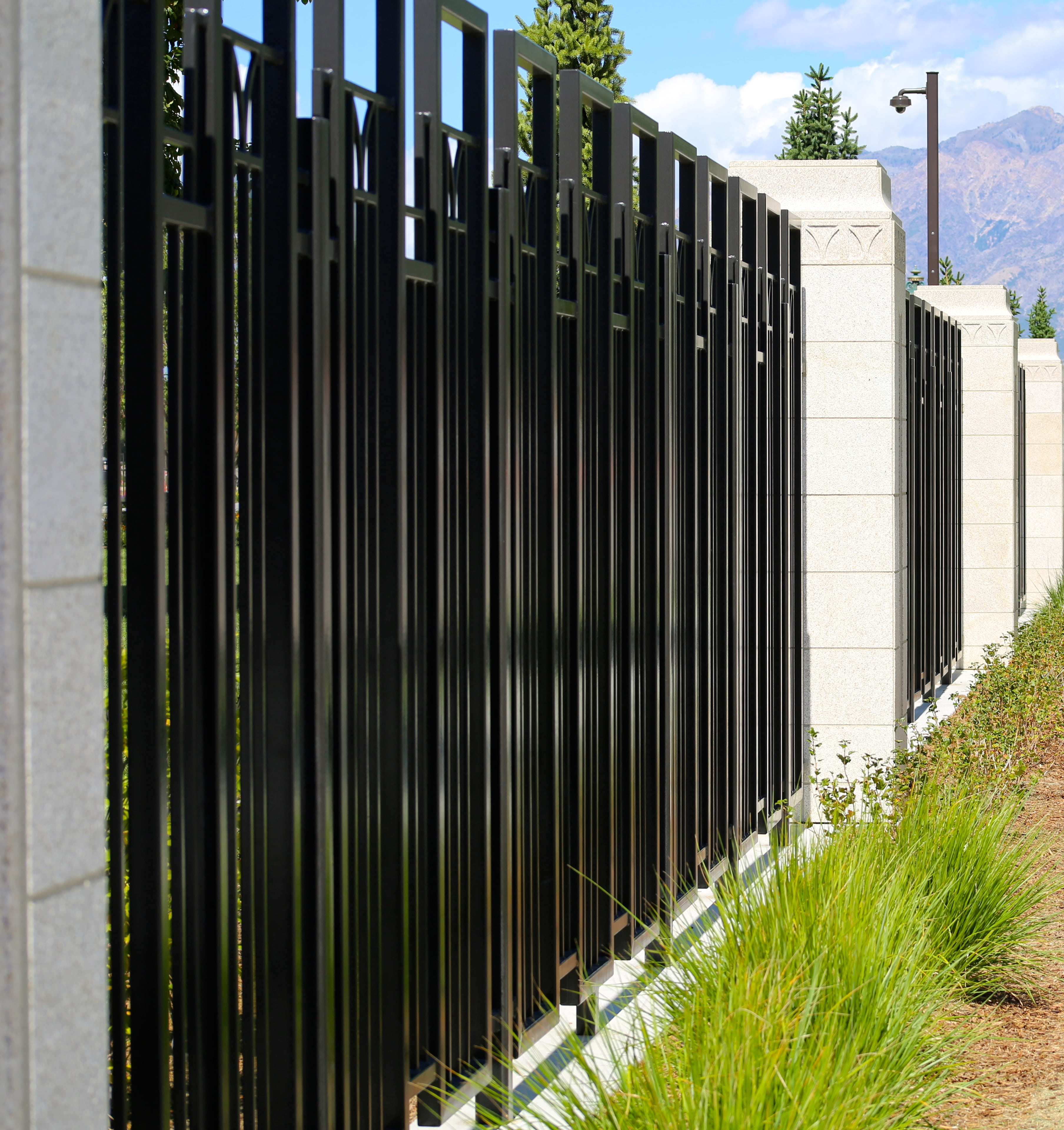 black color, gate, grass, barricade, day, barrier, wall, outdoors, plant, safety, protection, wall - building feature, building exterior, building, strong, Phone HD Wallpaper