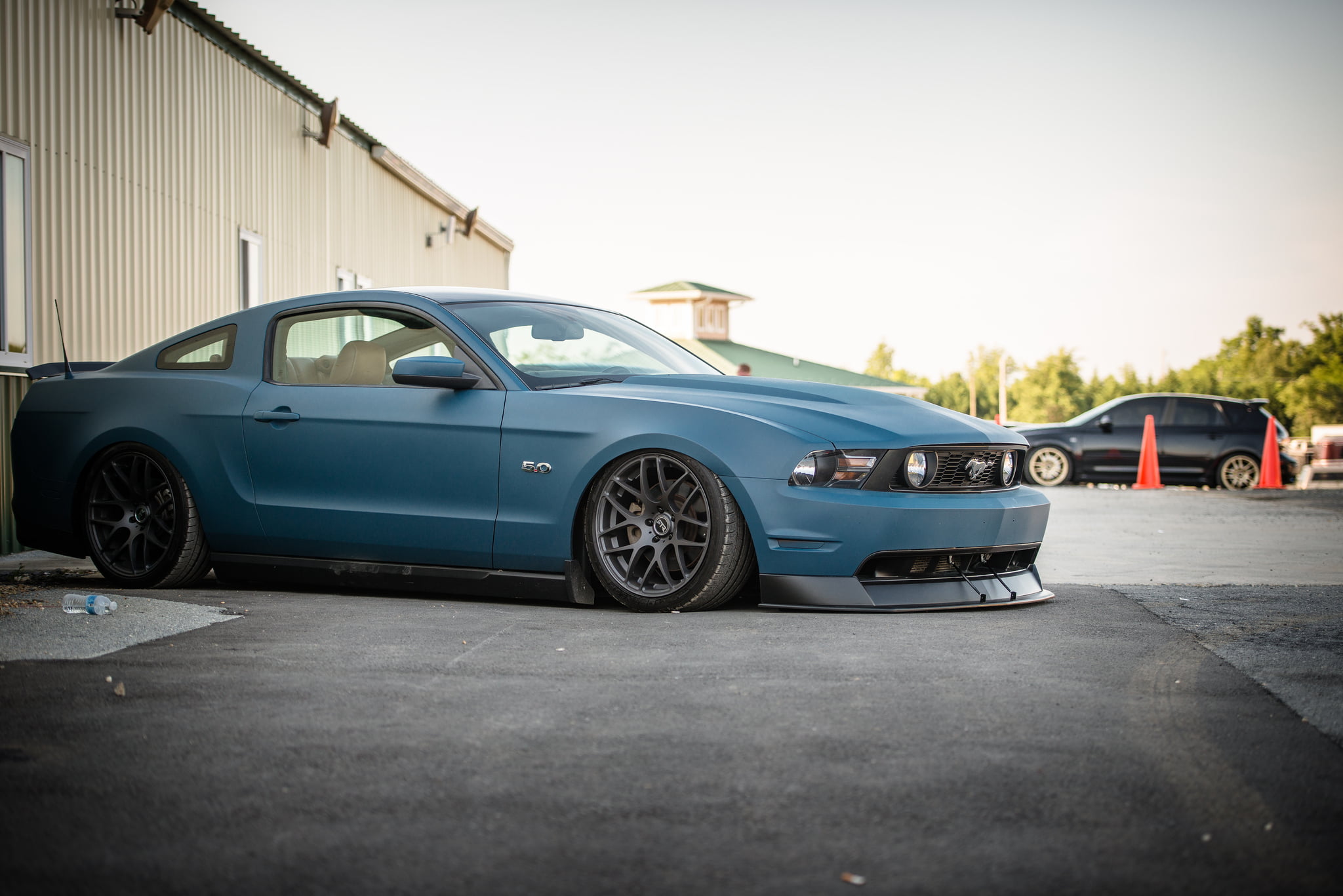 tuning, car, luxury, vehicle, no people, mode of transportation, road, motor vehicle, 1080P, city, mustang, vintage car, Ford Mustang, blue, copy space, HD Wallpaper