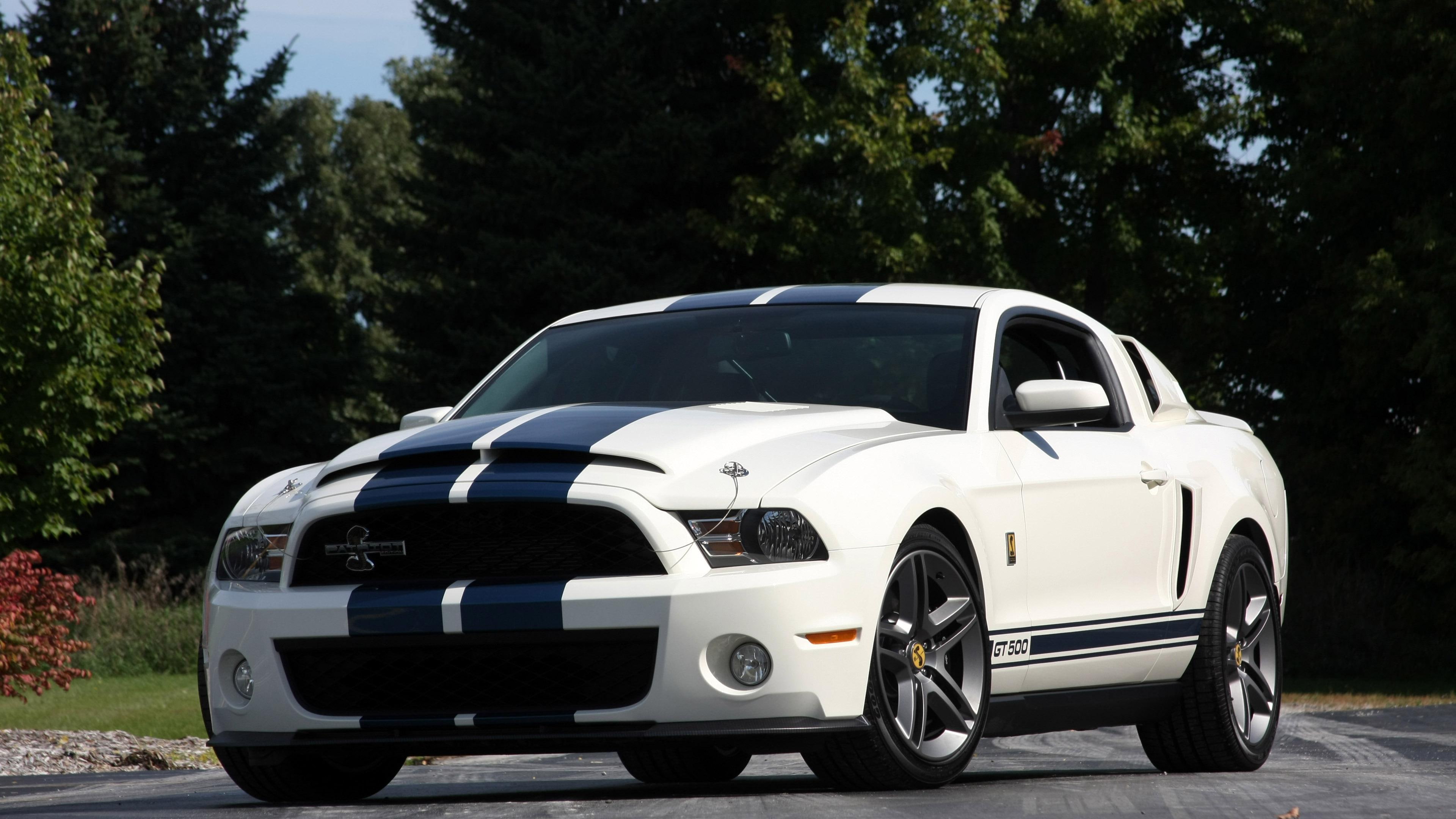 ford, shelby, white, cars, car, shelby mustang, gt, 3840x2160, 4K, mustang, HD Wallpaper