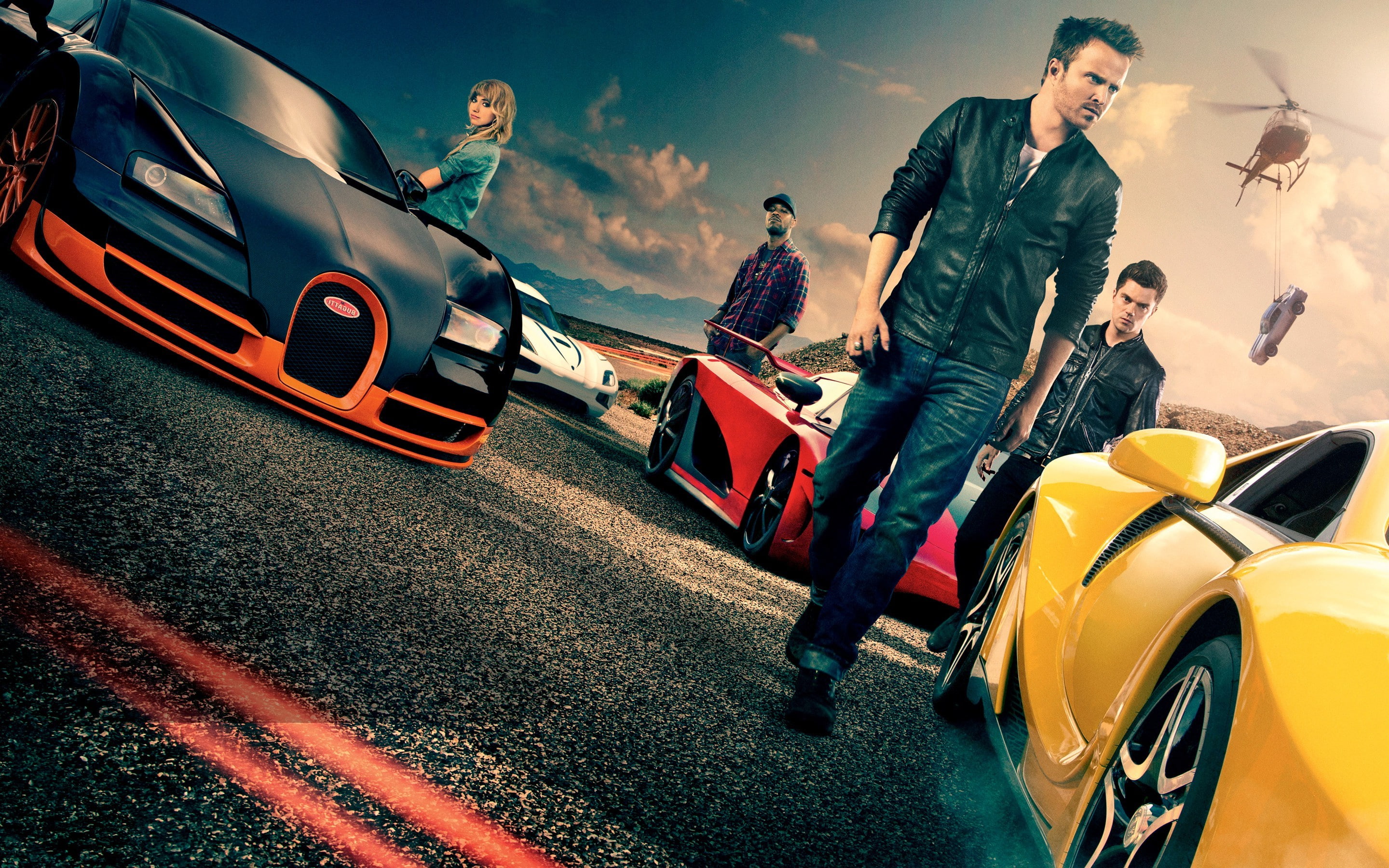 movies, Koenigsegg Agera, Bugatti Veyron, Need For Speed (movie), GTA Spano, Aaron Paul, 2K, HD Wallpaper