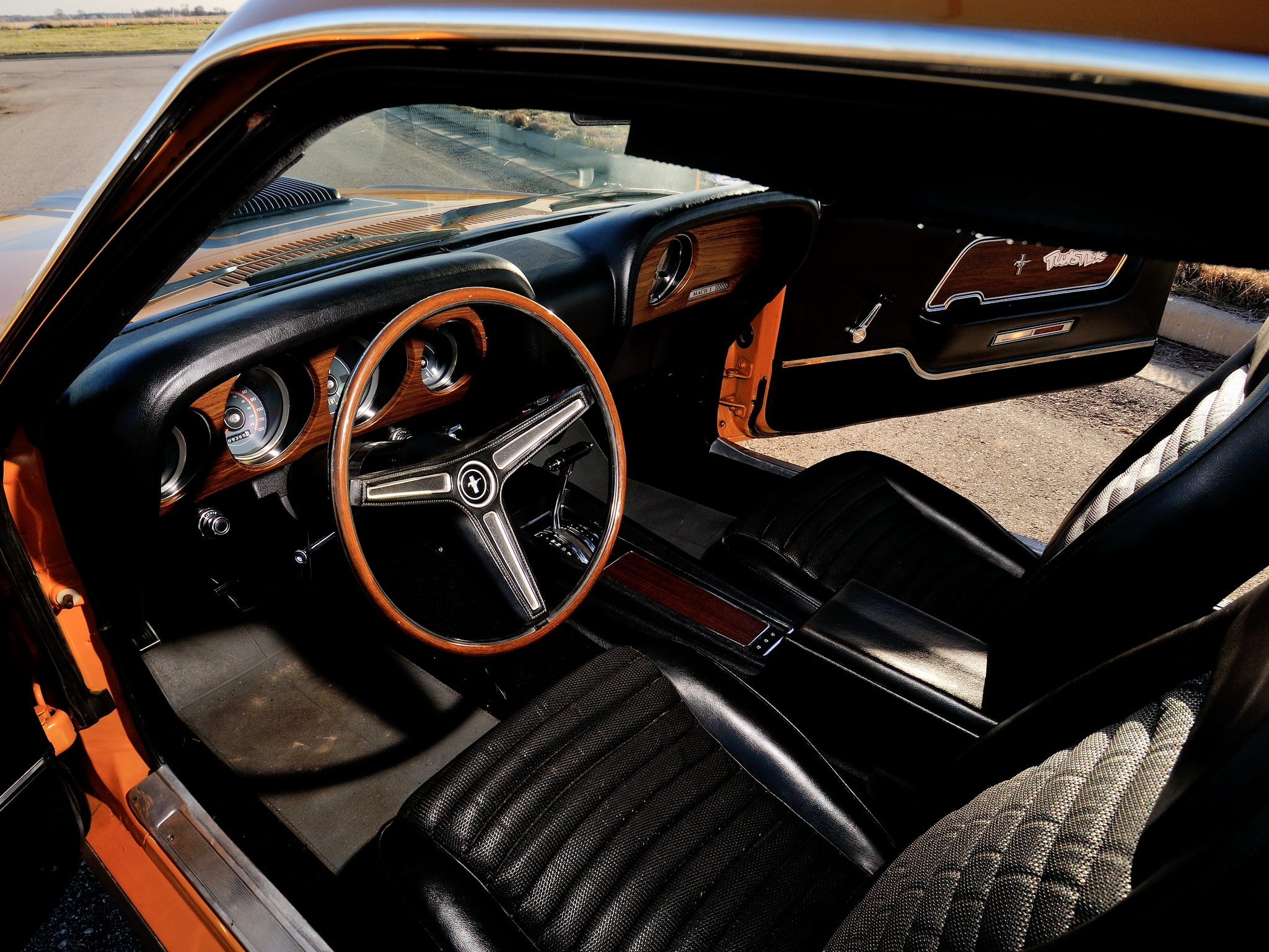 mustang, mach 1, muscle, interior, jet, ford, 1970, twister, super, 428, cobra, classic, 1080P, HD Wallpaper