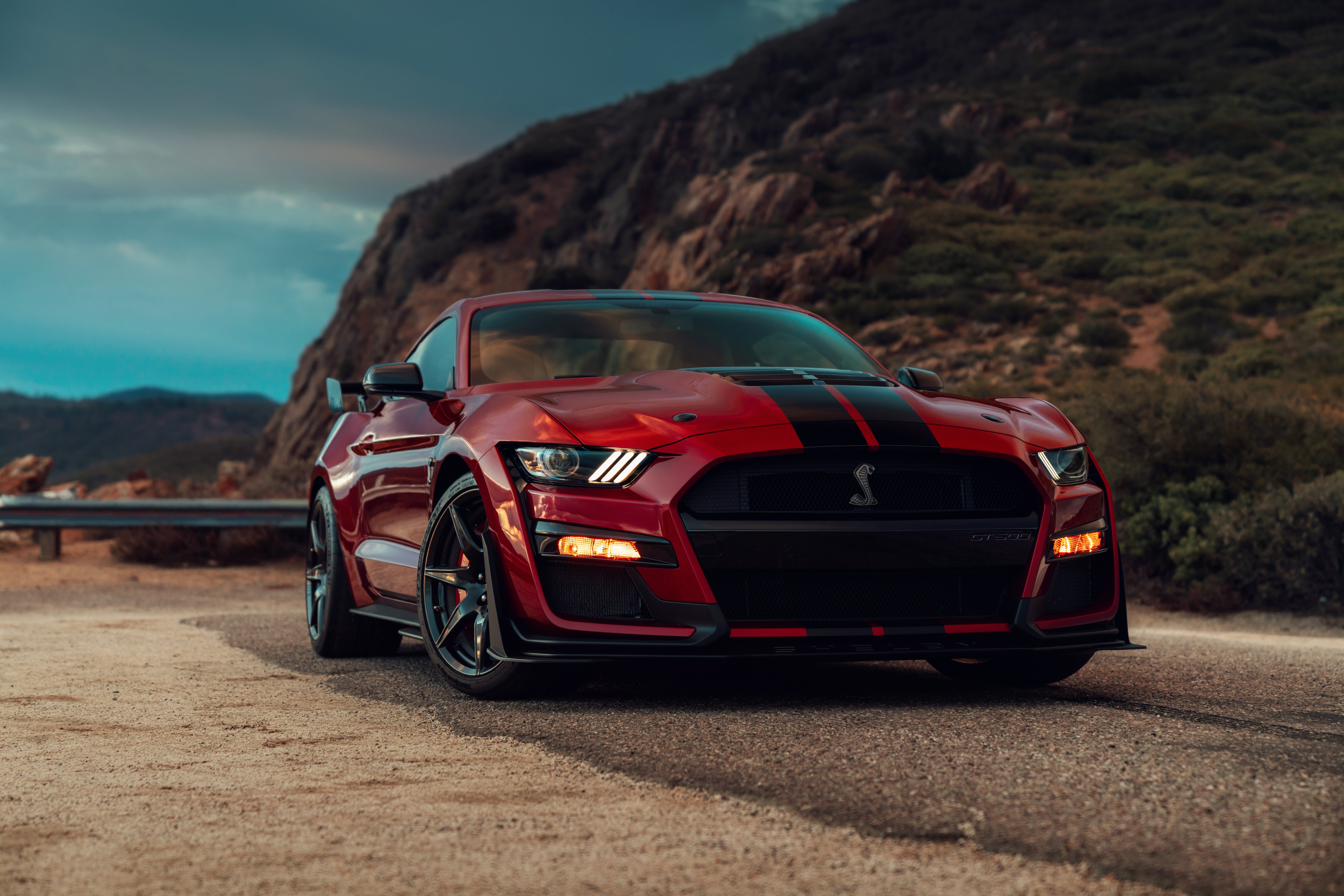 Mustang, bloody, 2019, Ford, 8K, GT500, overcast, Shelby, HD Wallpaper