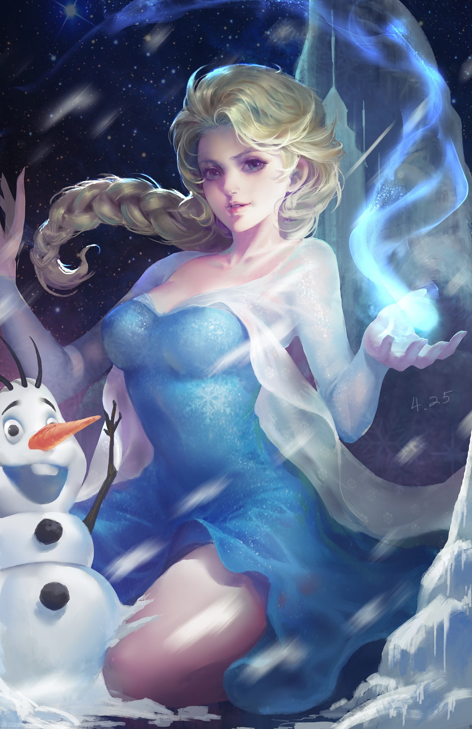 adult, hair, water, fantasy art, beauty, young women, 1080P, Princess Elsa, young adult, underwater, females, sea, Olaf, beautiful woman, floating on water, Phone HD Wallpaper