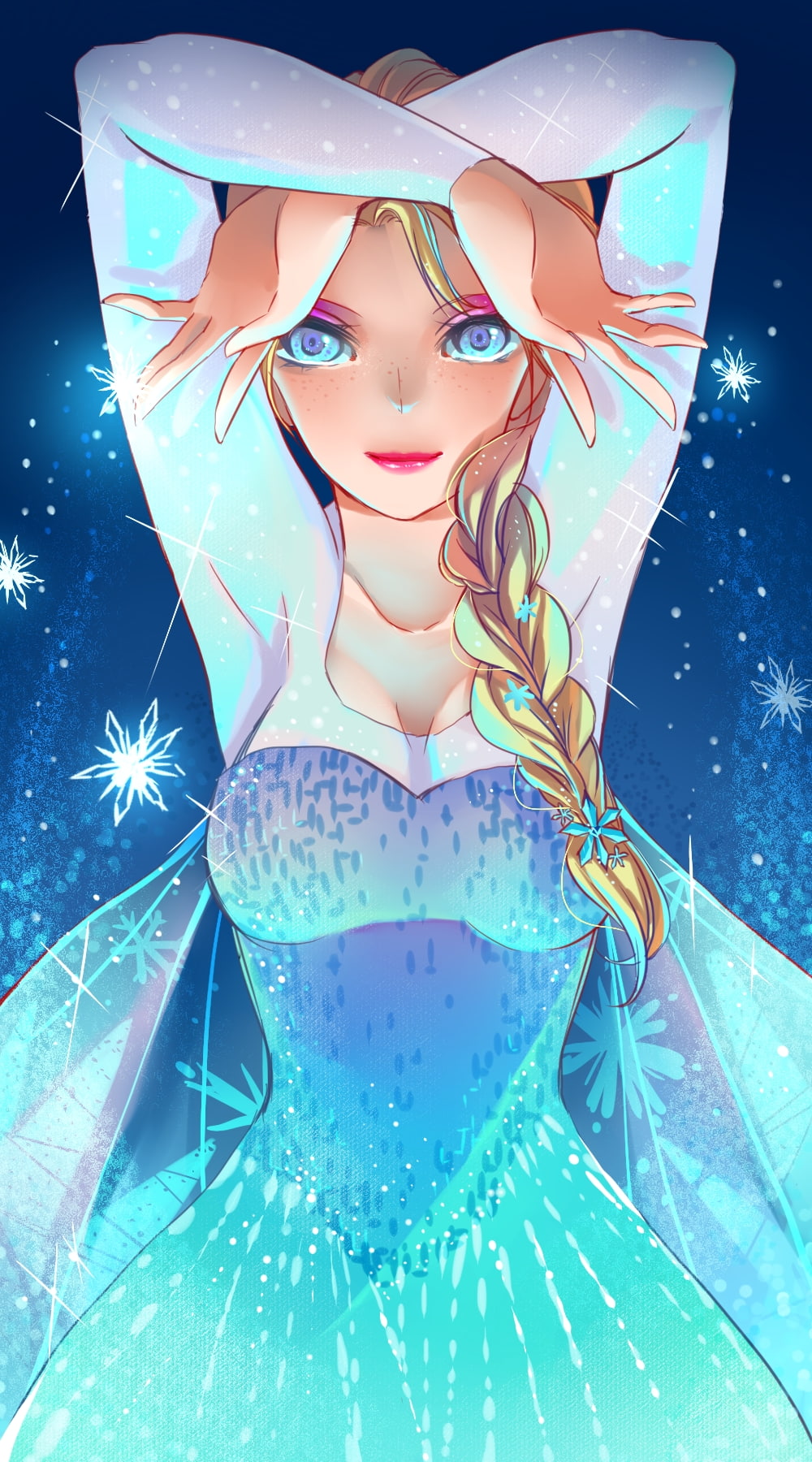 cartoon, fan art, Frozen (movie), Princess Elsa, 720P, Phone HD Wallpaper