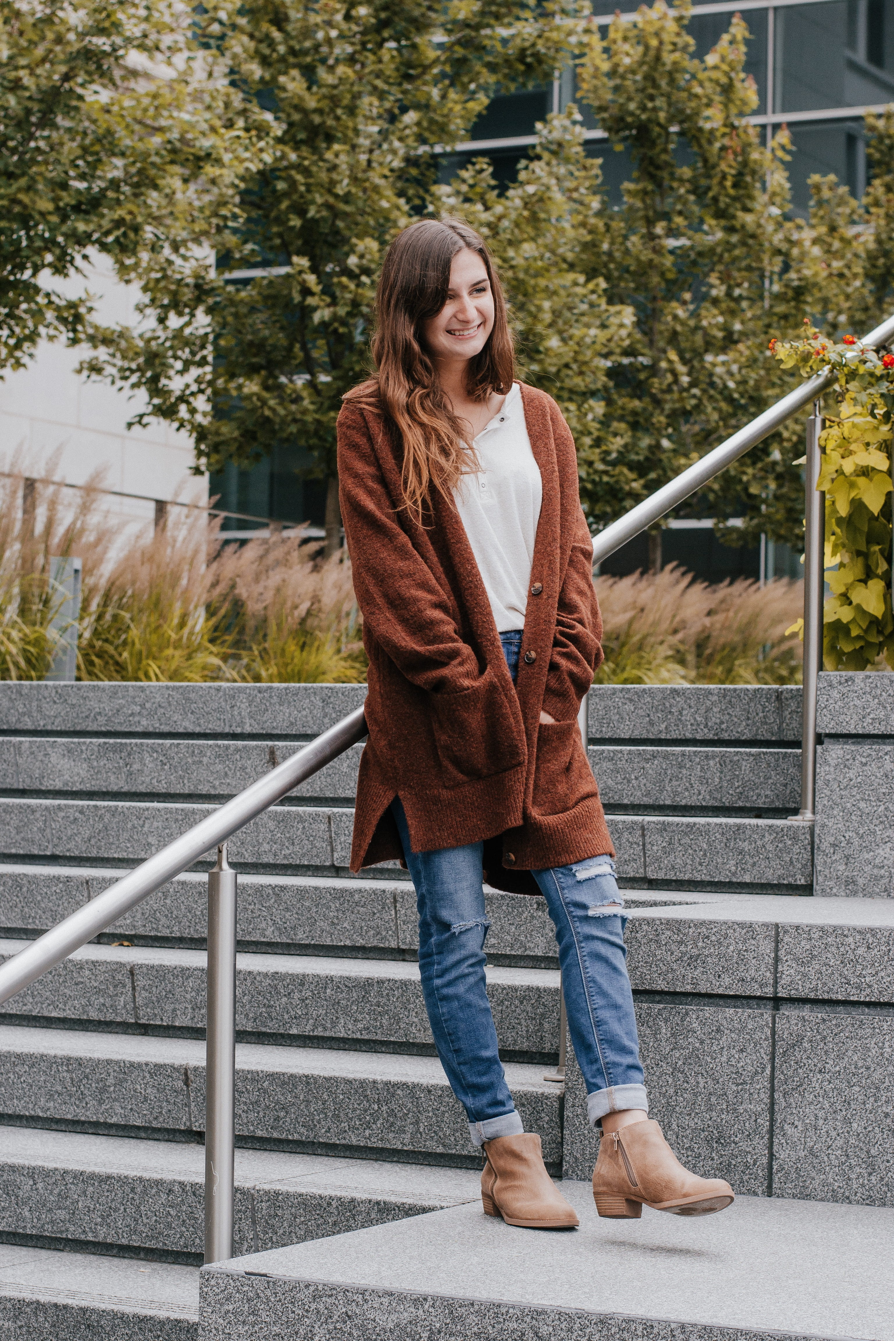 coat, real people, cardigan, looking at camera, hairstyle, lifestyles, outdoors, portrait, people, women, leisure activities, one person, leisure activity, Phone HD Wallpaper