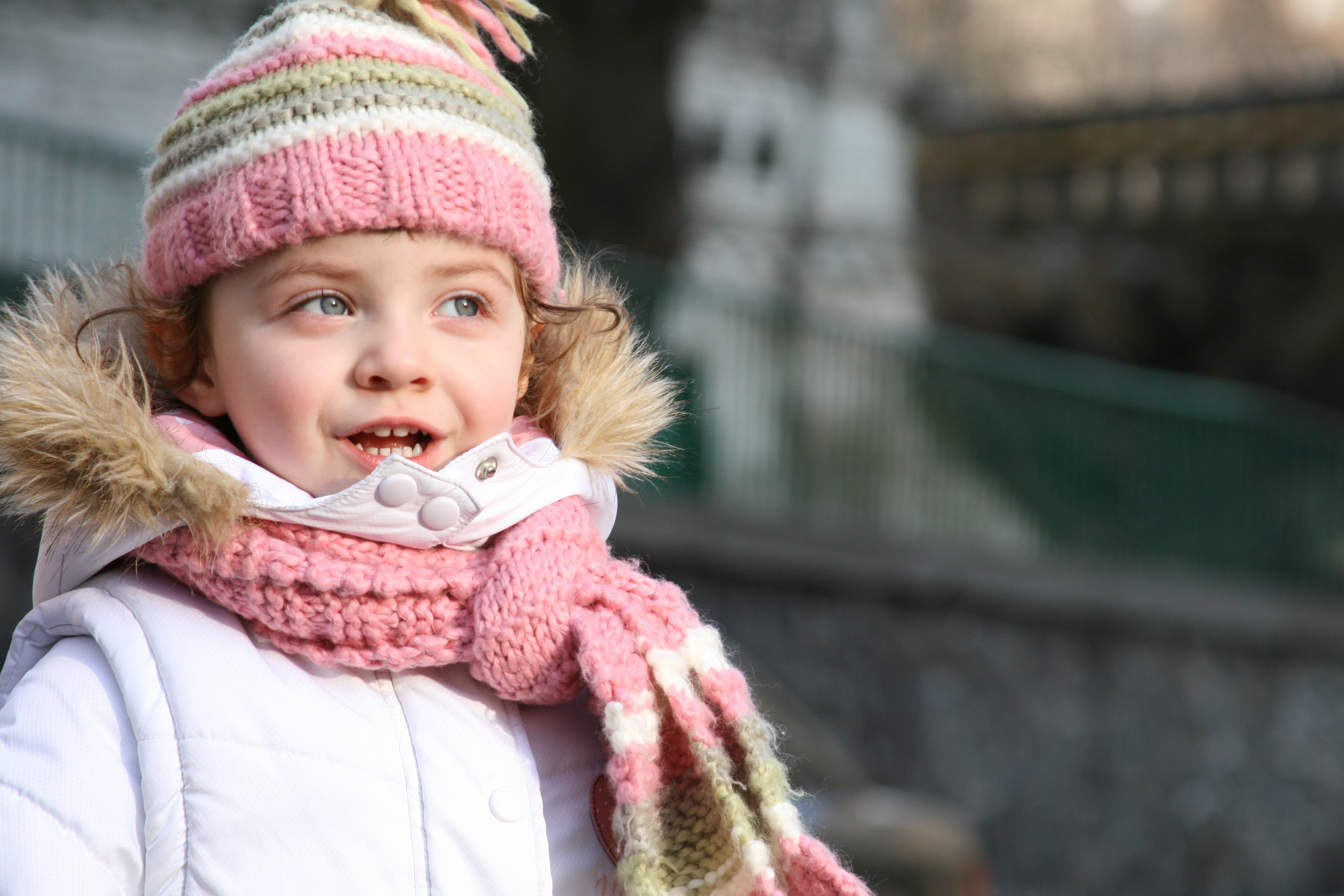 day, cold temperature, innocence, fun, cold - Temperature, females, offspring, winter, one Person, cap, happiness, women, small, white, child, hat, 4K, HD Wallpaper