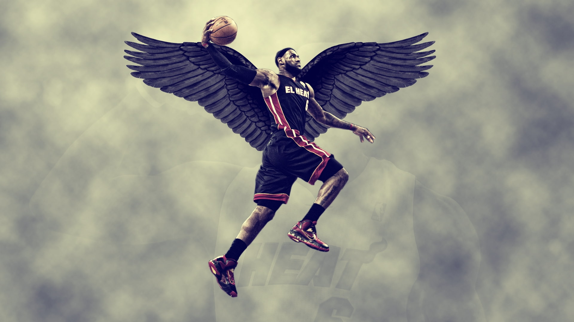 james, miami, lebron, 1080P, wings, heat, HD Wallpaper