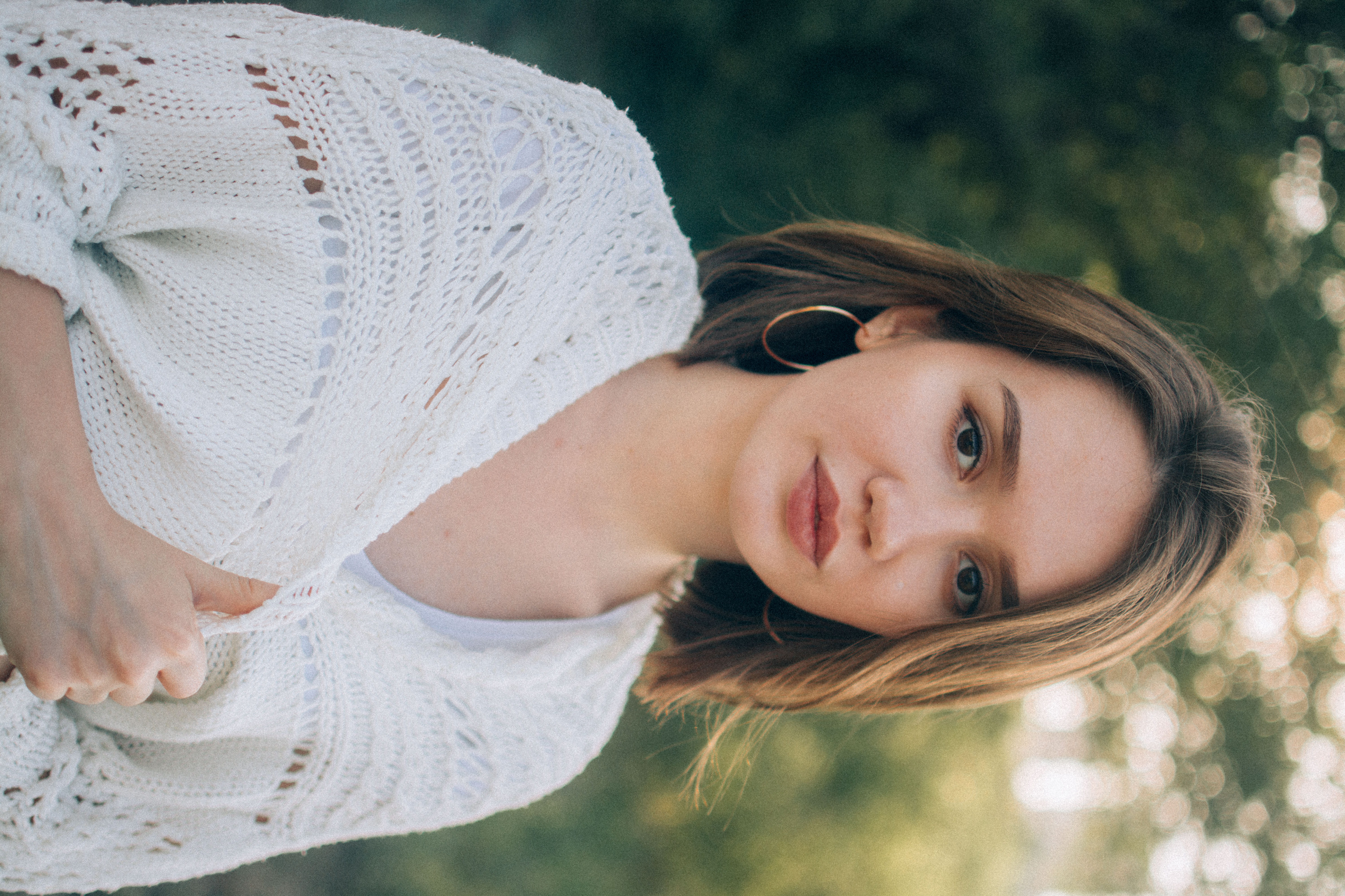 women, young women, sleeve, young adult, white, hair, outdoors, face, blouse, 5K, long sleeve, looking at camera, headshot, clothing, beauty, woman, neck, HD Wallpaper
