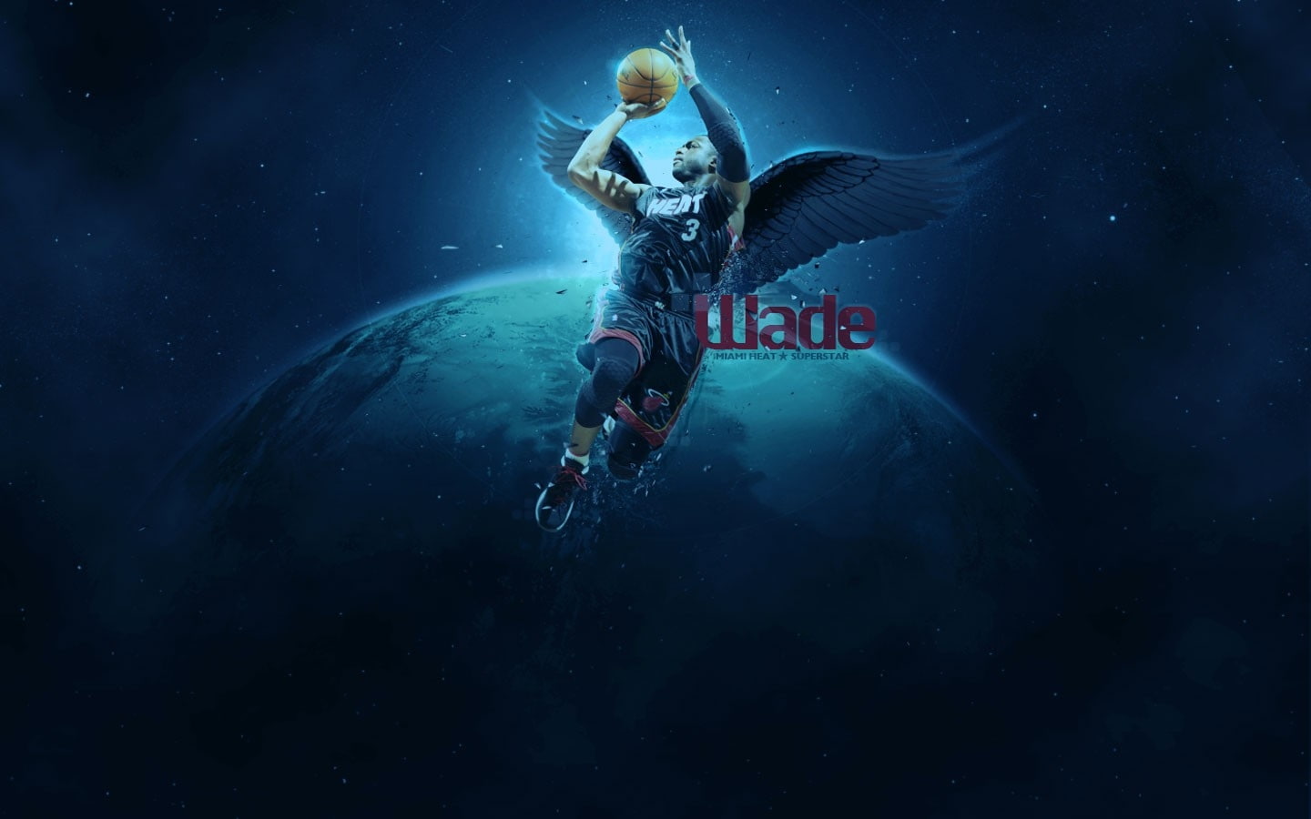 sports, dwyane, 720P, wings, miami, hd, fantasy art, Dwyane Wade, Black, heat, basketball, NBA, fantasy, art, wade, HD Wallpaper