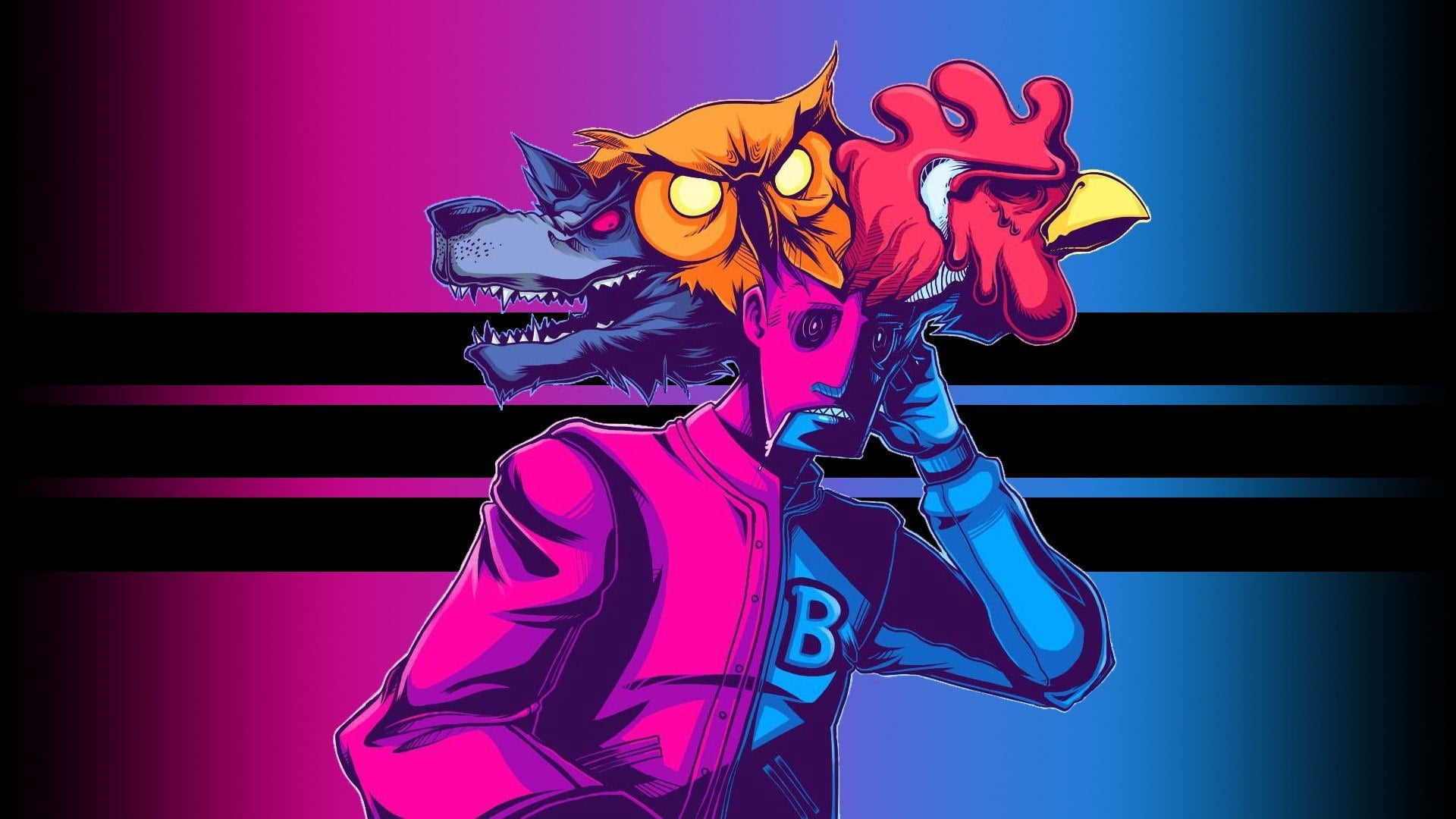 beauty, vector, cool attitude, fashion model, 1080P, purple, art, glamour, superhero, richard mask, one Person, hotline miami, young adult, pink color, HD Wallpaper