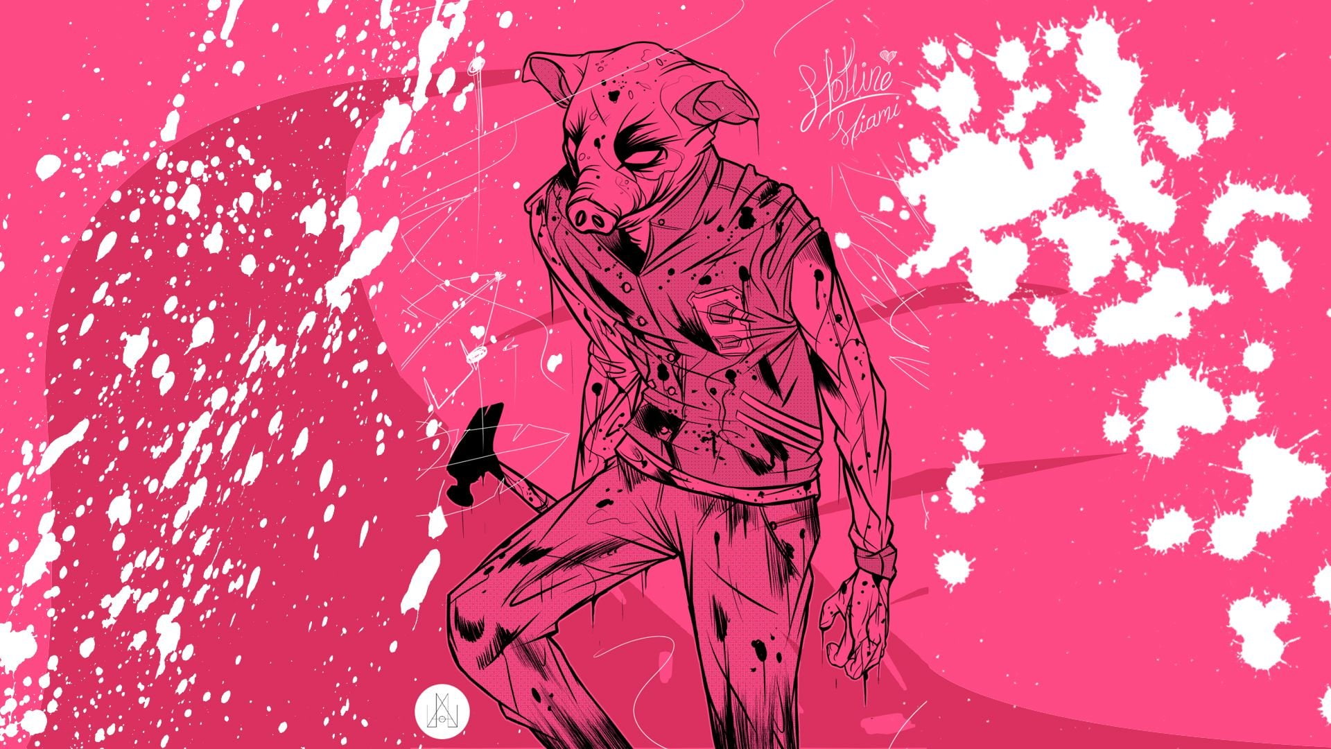 action, payday, miami, 1080P, hotline-miami, hotline, dark, blood, fighting, shooter, HD Wallpaper