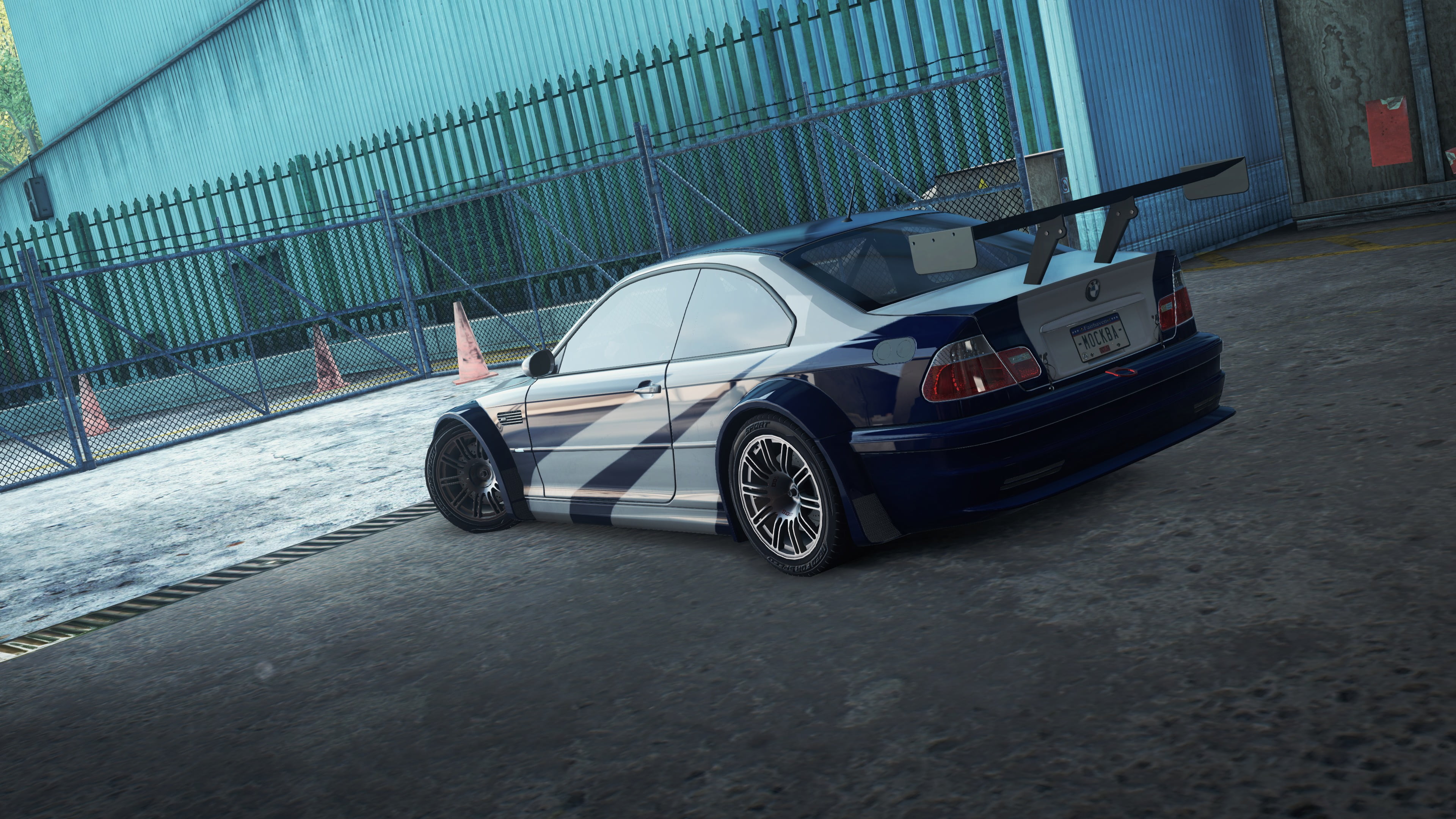 day, blue, luxury, NeedForSpeed, garage, city, architecture, car, built structure, barrier, no people, stationary, outdoors, land vehicle, motor vehicle, HD Wallpaper