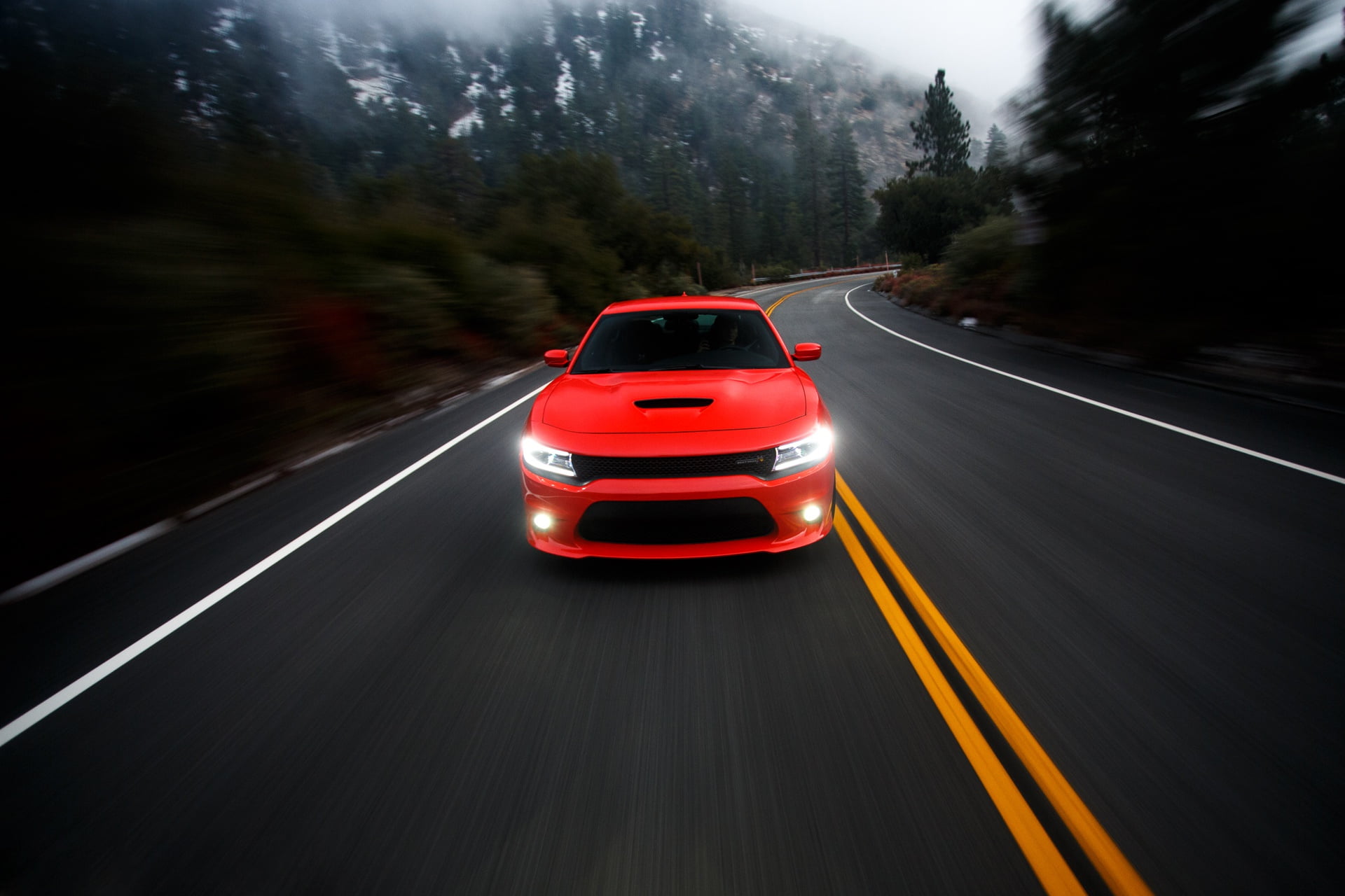 R/T Scat Pack, road, red, Dodge, Larry Chen, photographer, Charger, 1080P, HD Wallpaper