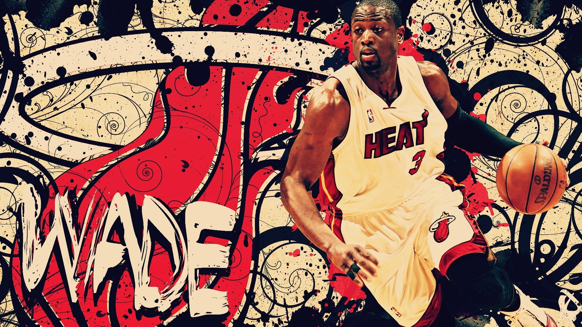 abstract, wade, basketball, 1080P, dwyane, miami, nba, heat, HD Wallpaper