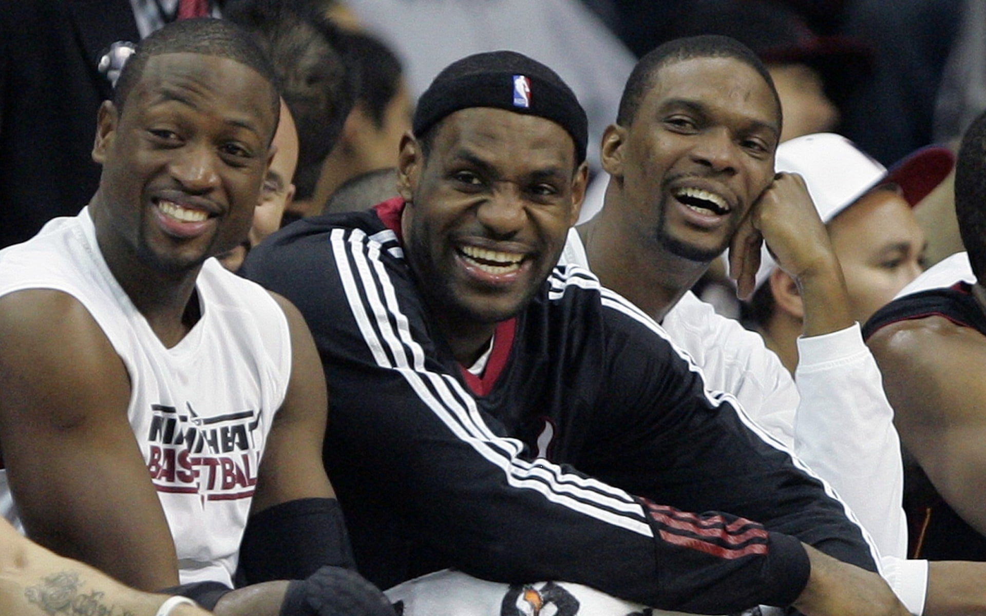 smiling, bosh, nba, casual clothing, young adult, indoors, wade, happiness, portrait, real people, incidental people, dwyane, 1080P, lebron, james, front view, HD Wallpaper