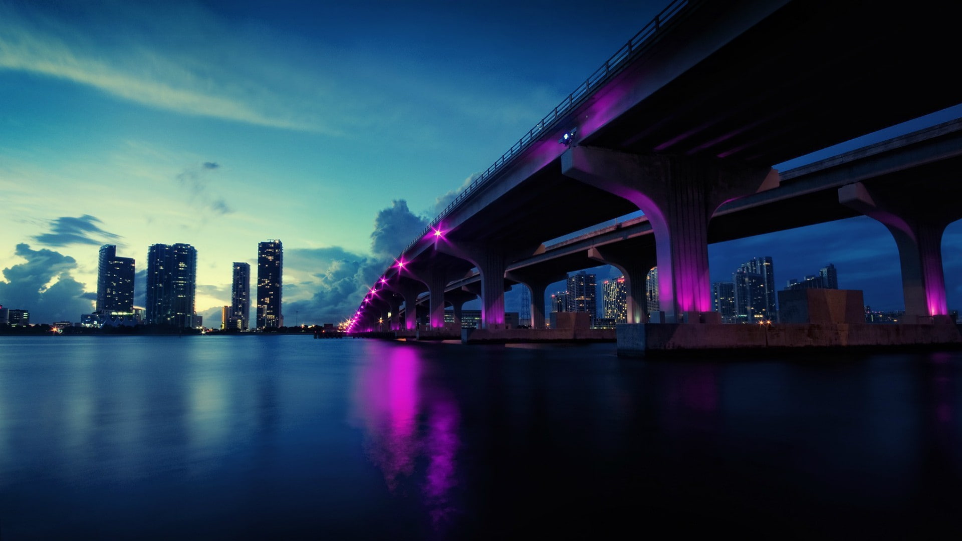 McArthurs Bridge, city, Miami, USA, 1080P, HD Wallpaper