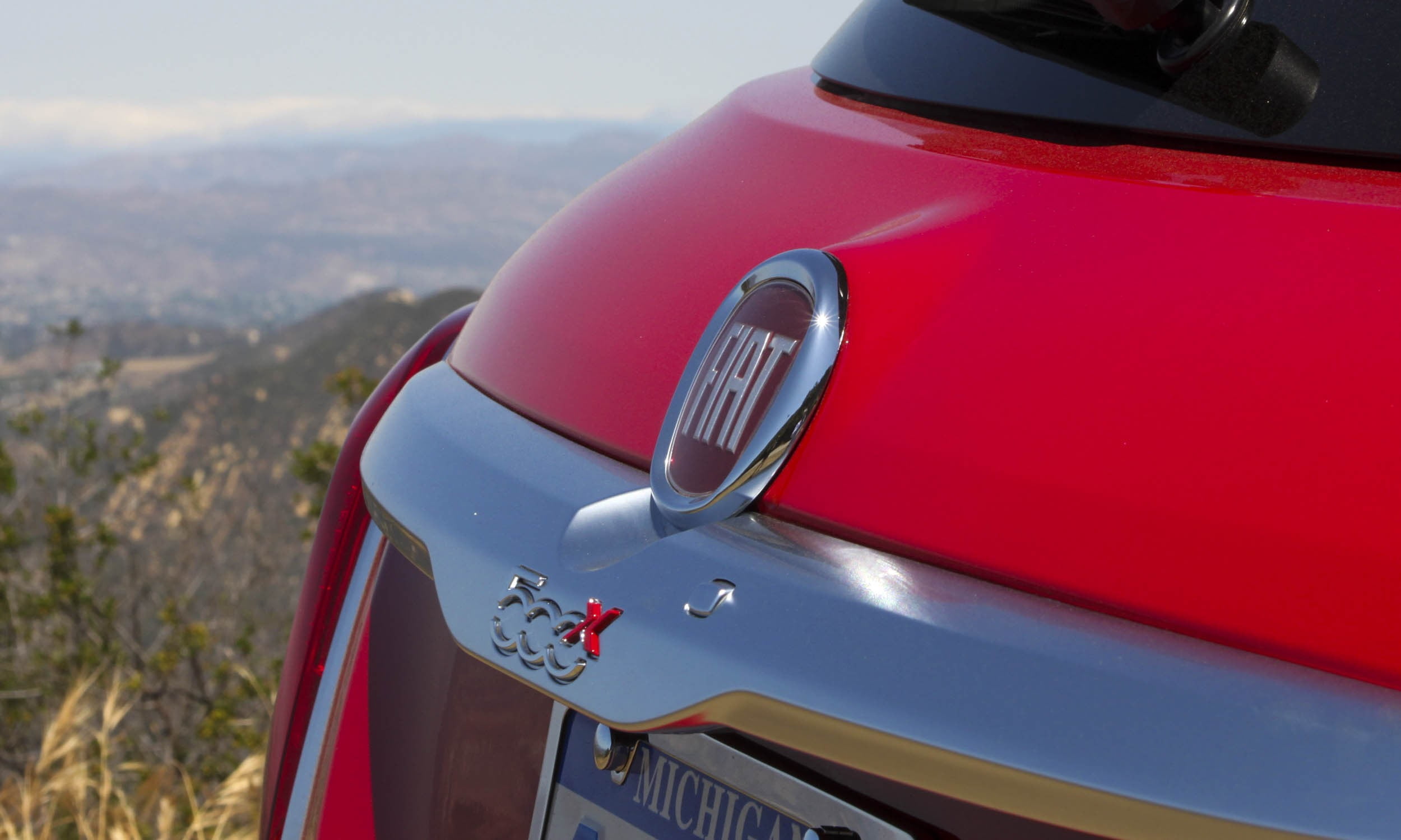 1080P, scenics - nature, land vehicle, Michigan, transportation, car, no people, FIAT, red, focus on foreground, mountain, close-up, environment, motor vehicle, HD Wallpaper