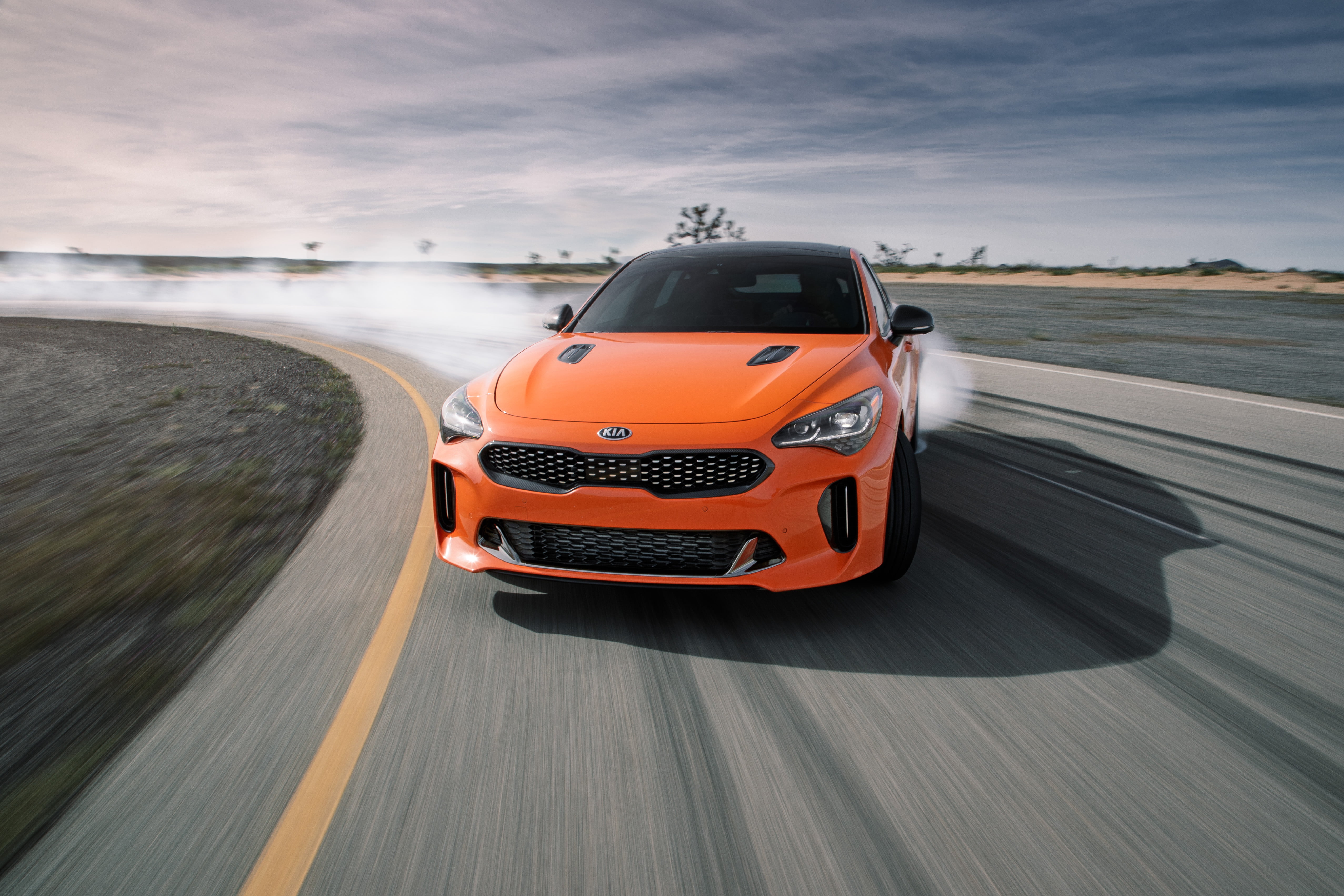 Kia Stinger GTS, Car, Sport Car, Kia Stinger, Orange Car, Kia, 4K, Vehicle, HD Wallpaper