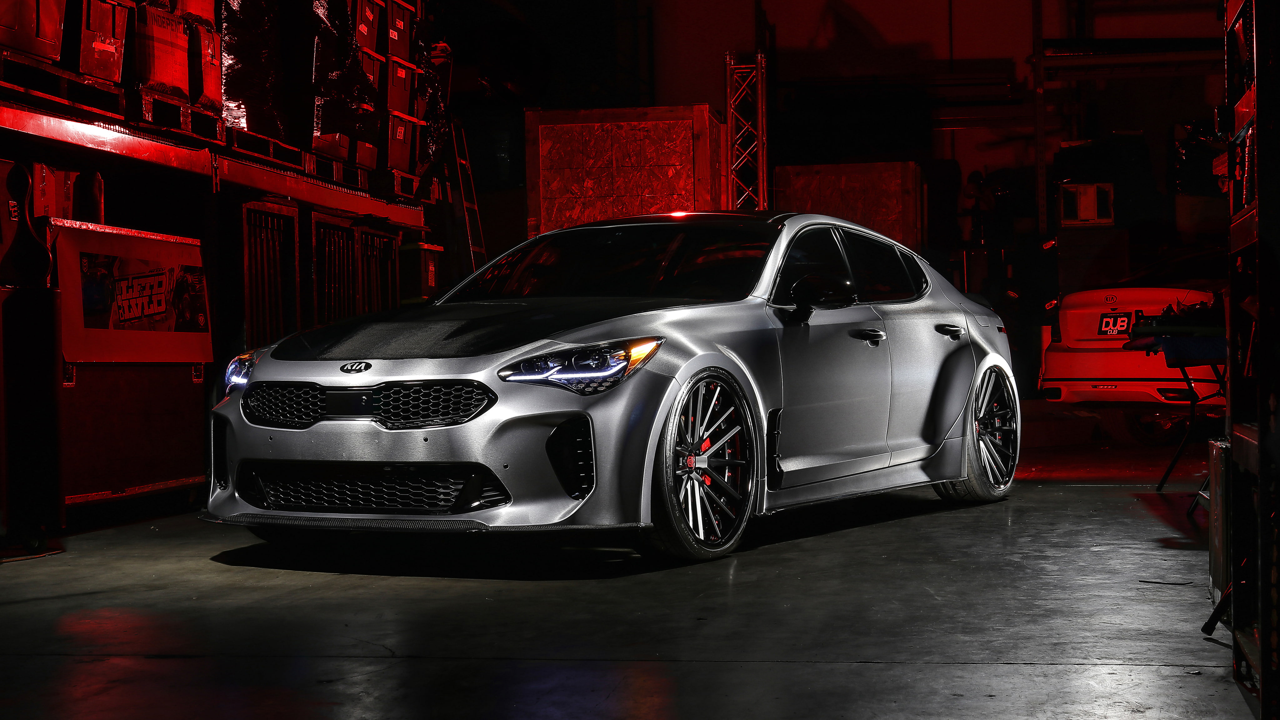 night, mode of transportation, illuminated, sports car, silver colored, dark, gt, car, headlight, architecture, Stinger, transportation, city, 2018, red, HD Wallpaper