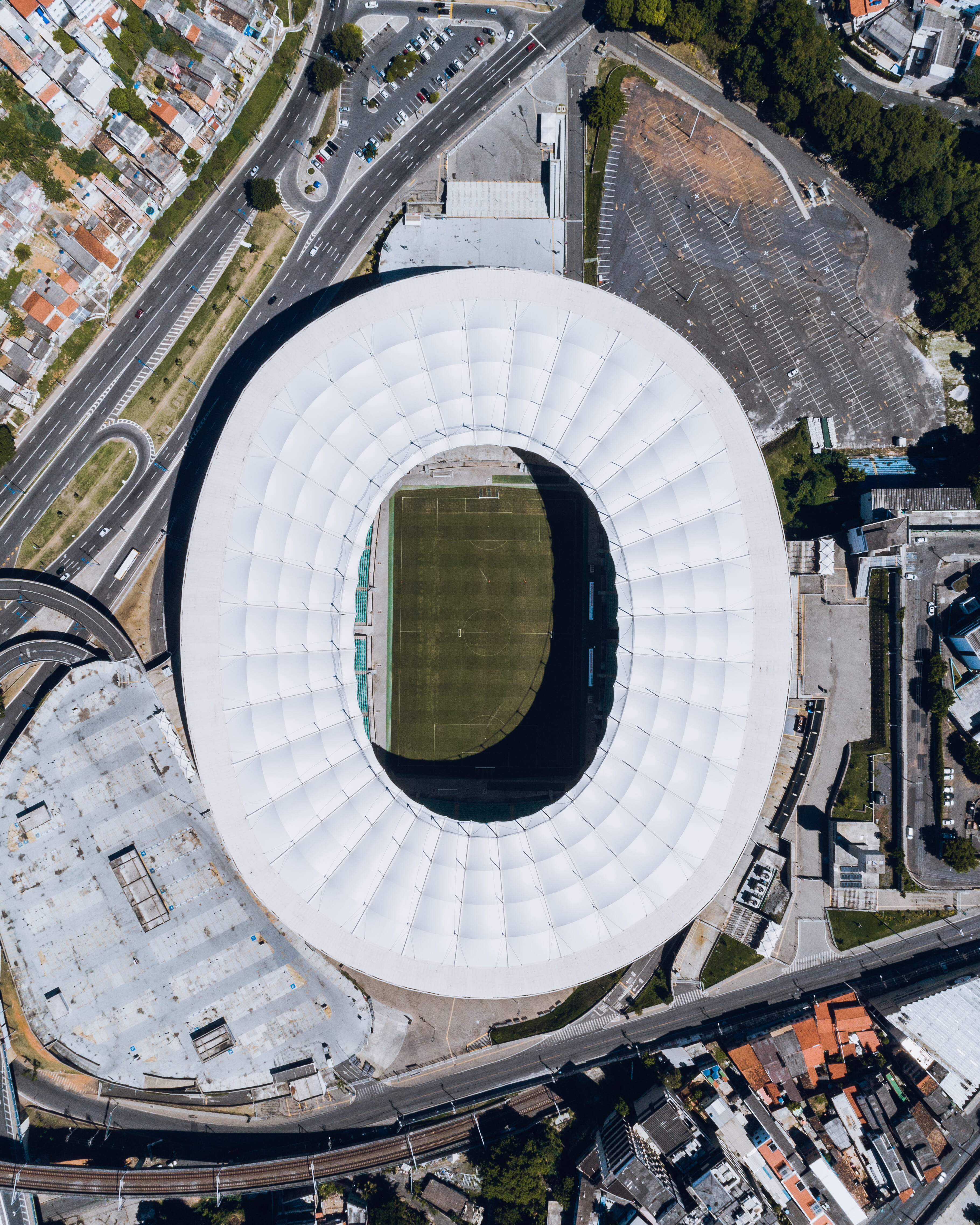 city, no people, luxury, travel, buildings, outdoors, high angle view, mode of transportation, salvador, drone view, day, modern, oval, aerial view, stadium-roof, Phone HD Wallpaper
