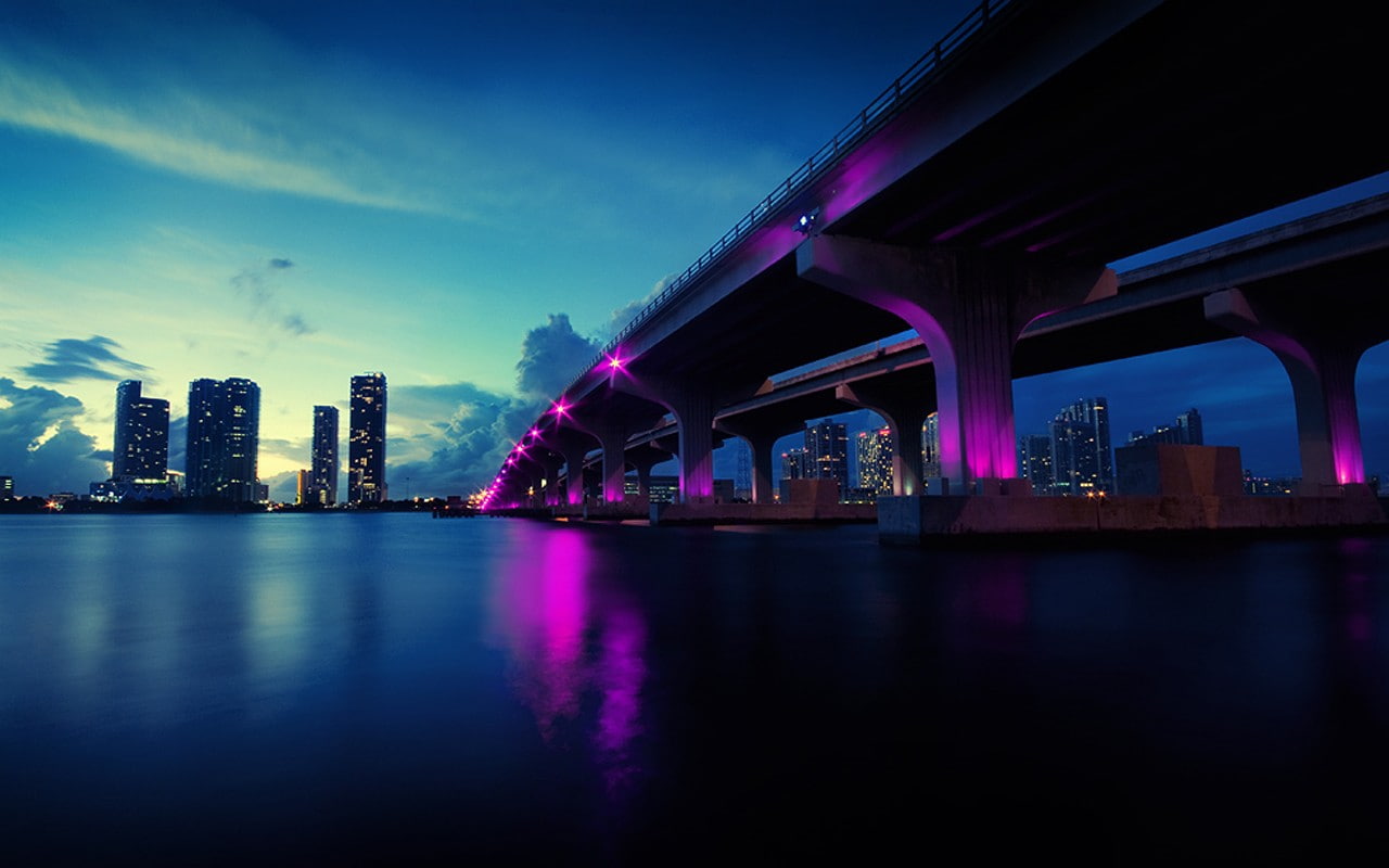 city, building exterior, architecture, office building exterior, sky, 720P, water, landscape, urban, outdoors, bridge - man made structure, urban skyline, HD Wallpaper