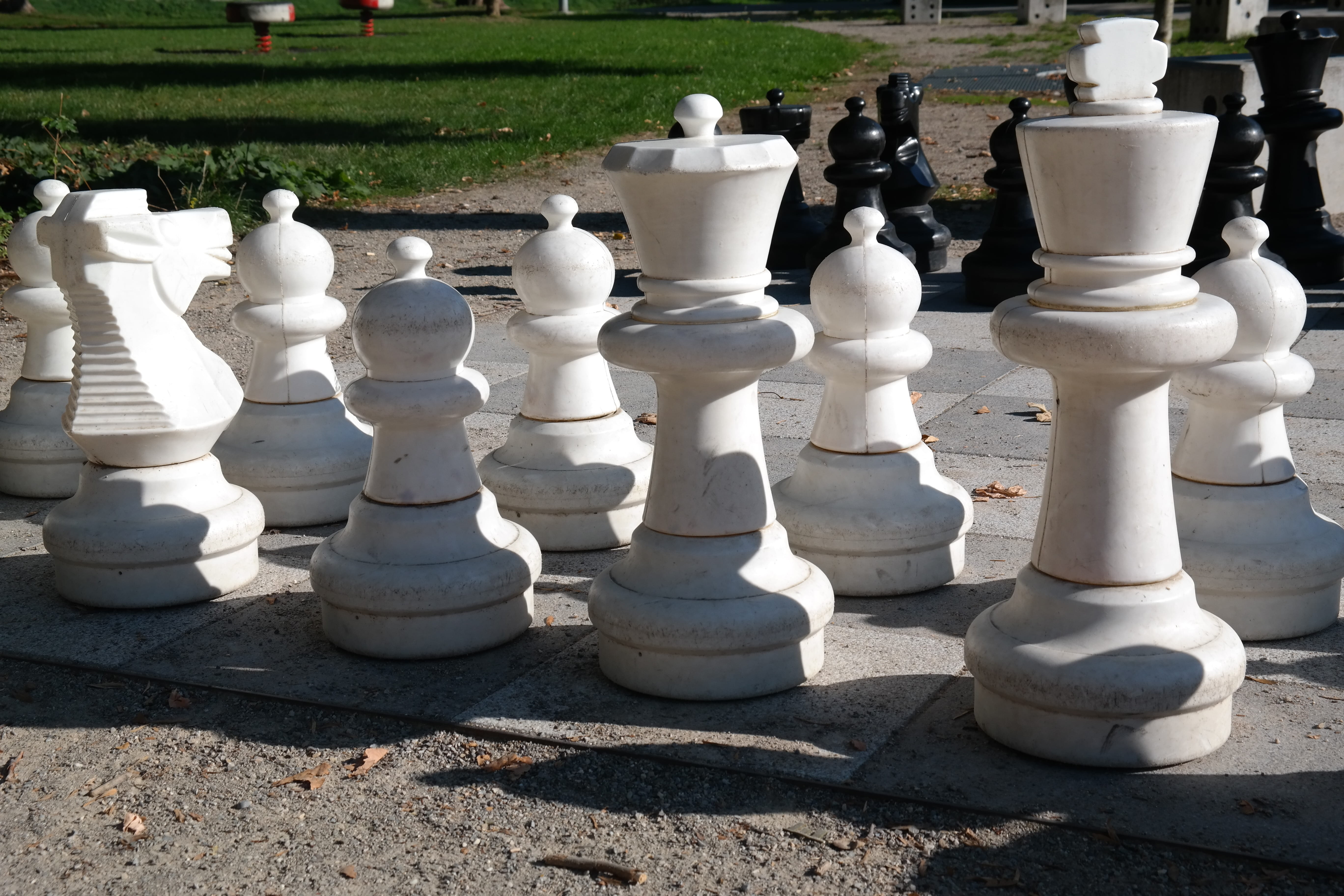 strategy, black, relaxation, high angle view, art and craft, chess board, day, king - chess piece, tower, farmers, 5K, figures, chess piece, balustrade, HD Wallpaper