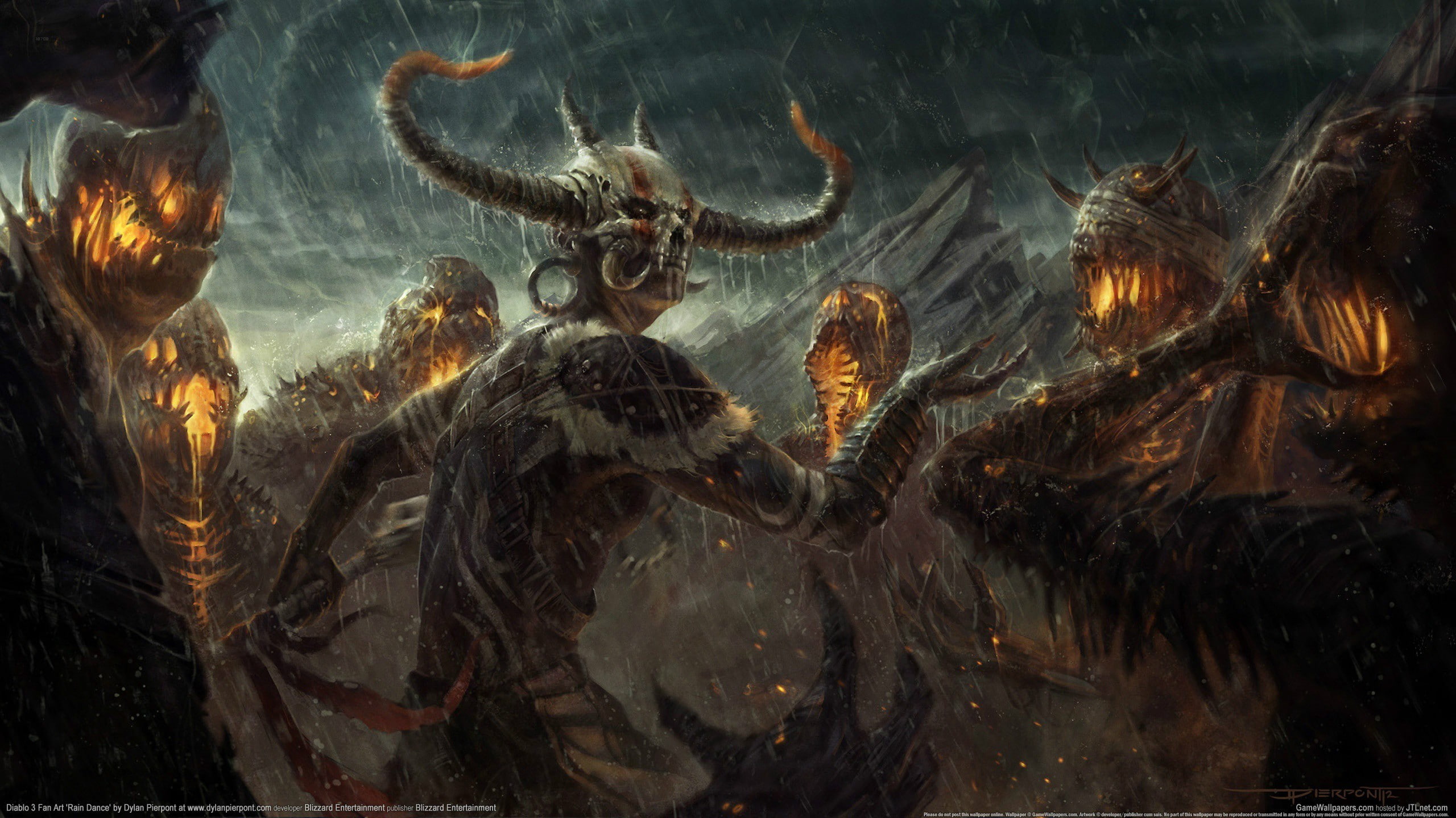 demons, Diablo 3, diablo, game, 2K, sorcerer, rain, Witch Doctor, video, HD Wallpaper