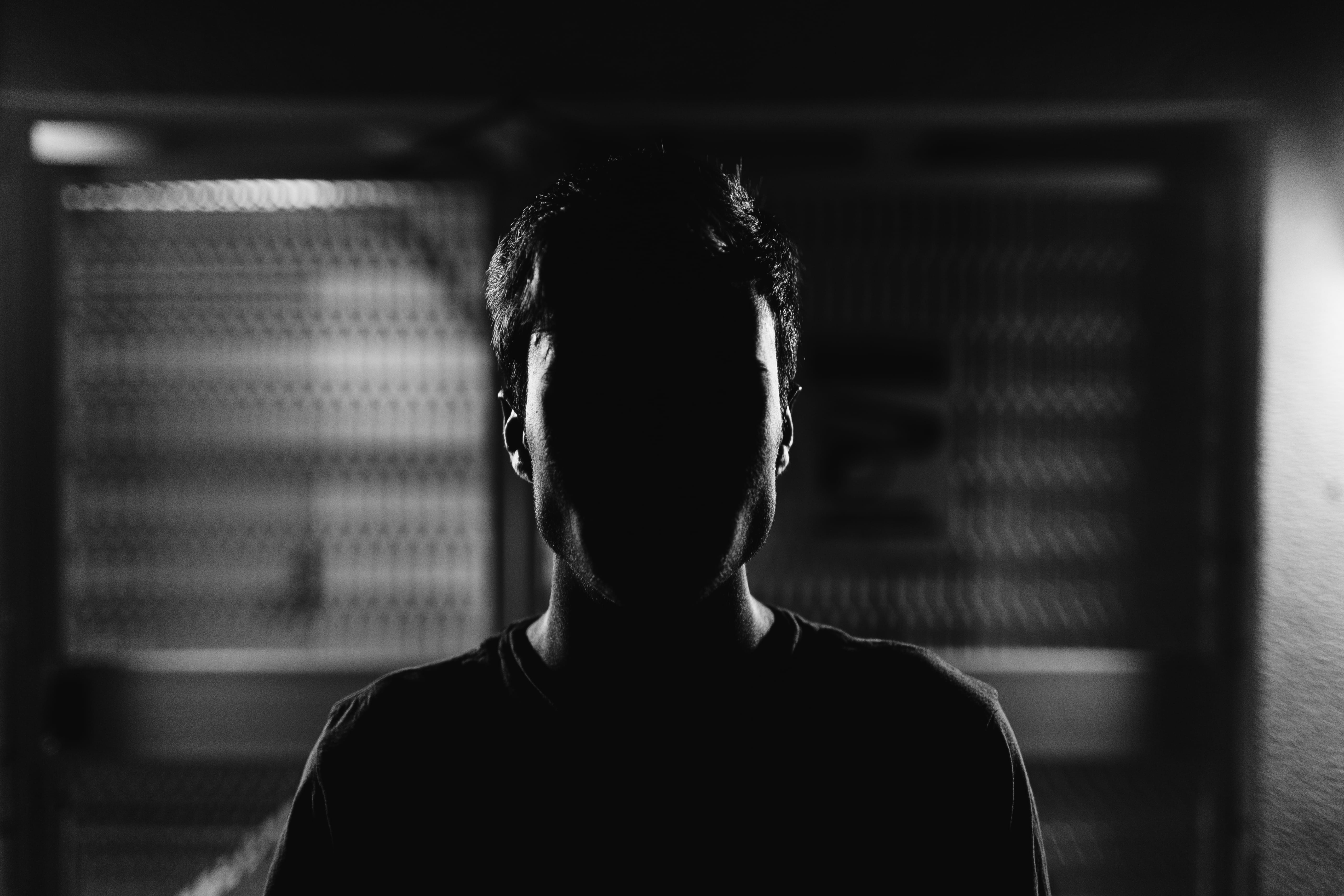 lifestyles, grayscale, focus on foreground, human body part, adult, photo, people, leisure activity, face, man, black and white, silhouette, depression - sadness, HD Wallpaper