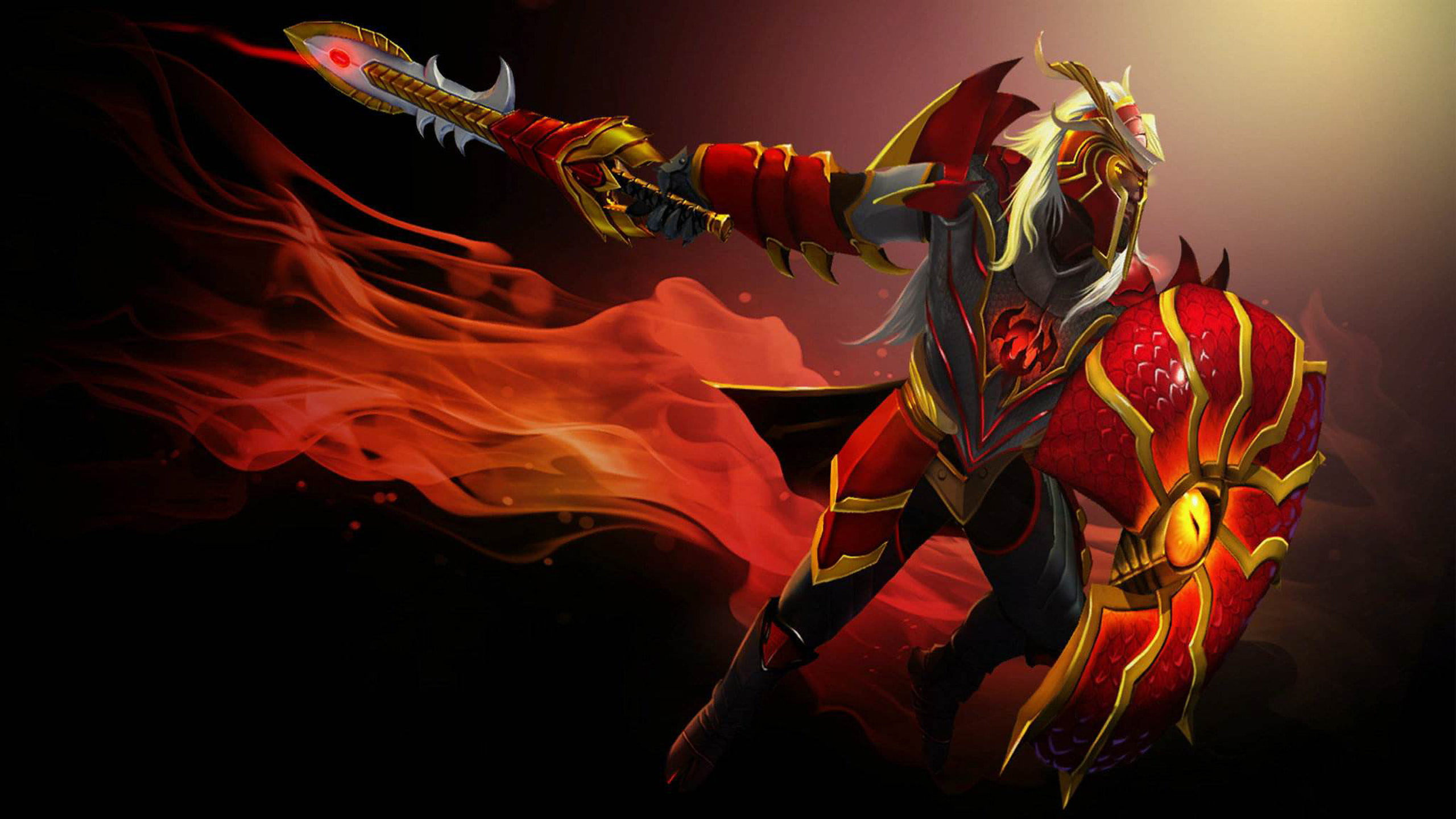 wallpapers, armor, high, definition, dota, hero, shield, dragon, knight, 2K, screen, sword, red, loading, HD Wallpaper