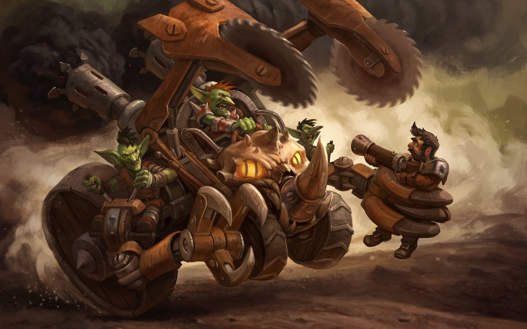 720P, motorcycle, gnomes, hearthstone, vs, goblin, HD Wallpaper
