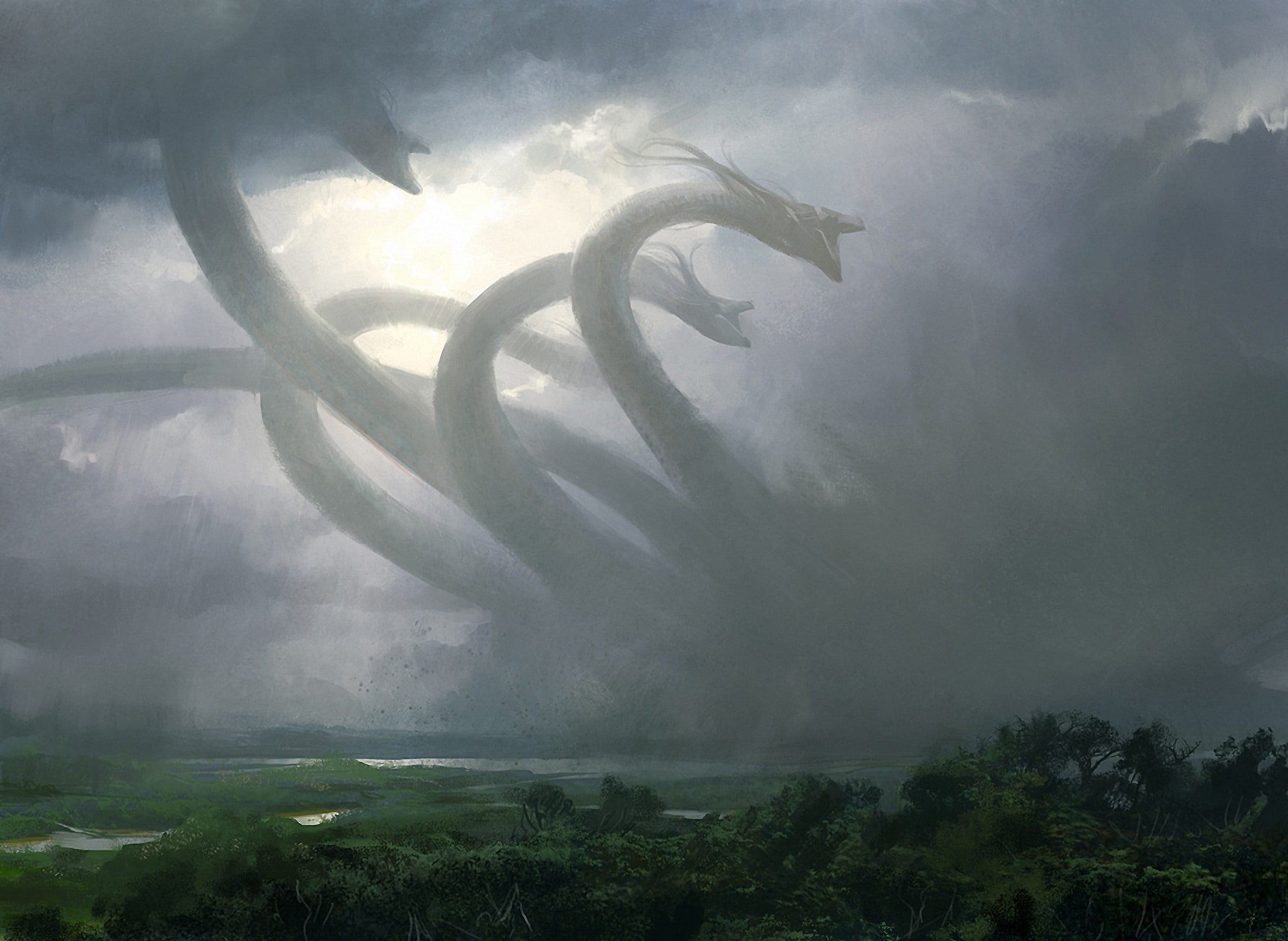 hydra, 1080P, fantasy art, mythology, creature, HD Wallpaper