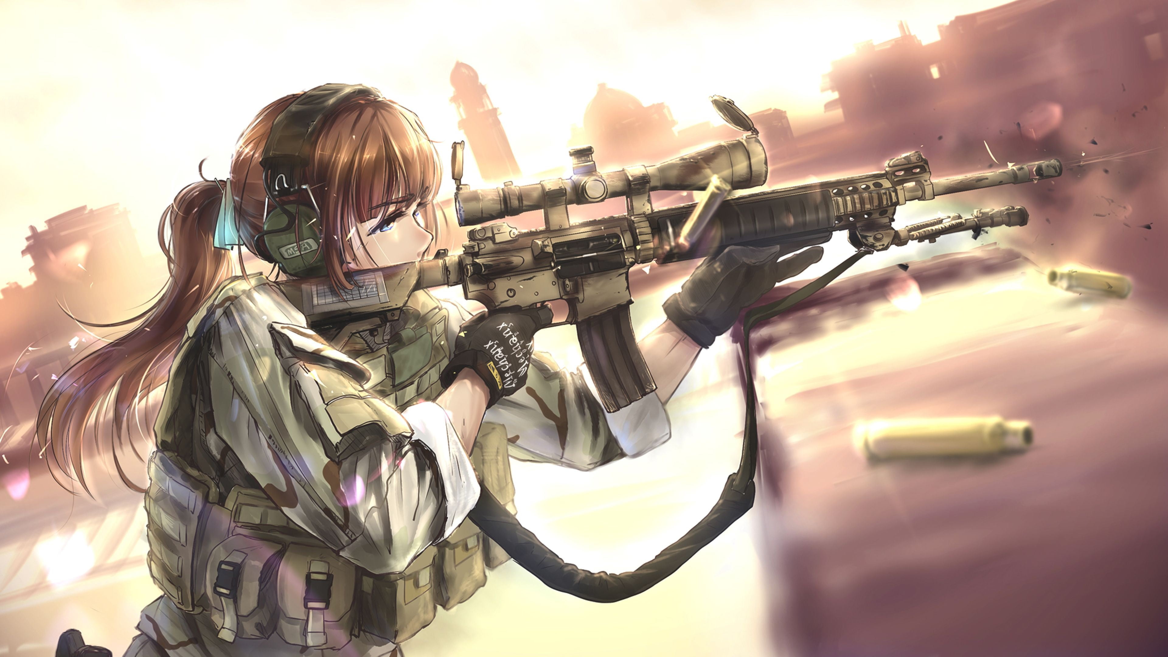 Iraq, rifles, Marksman, tactical, AR15, anime girls, 4K, HD Wallpaper
