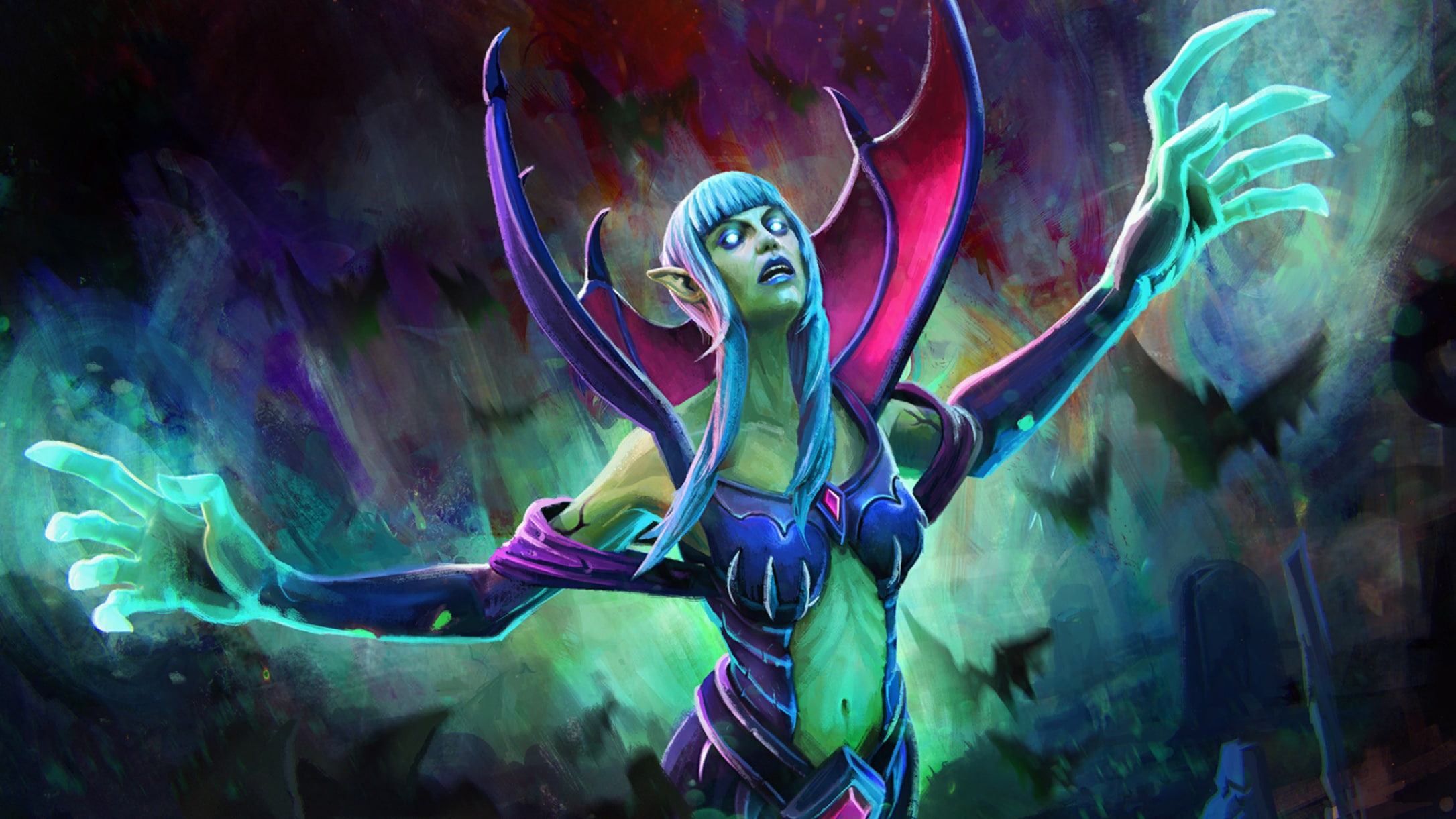 disabler, pusher, roles, nuker, dota, heroes, games, girl, carry, prophet, art, death, hd, 1080P, HD Wallpaper