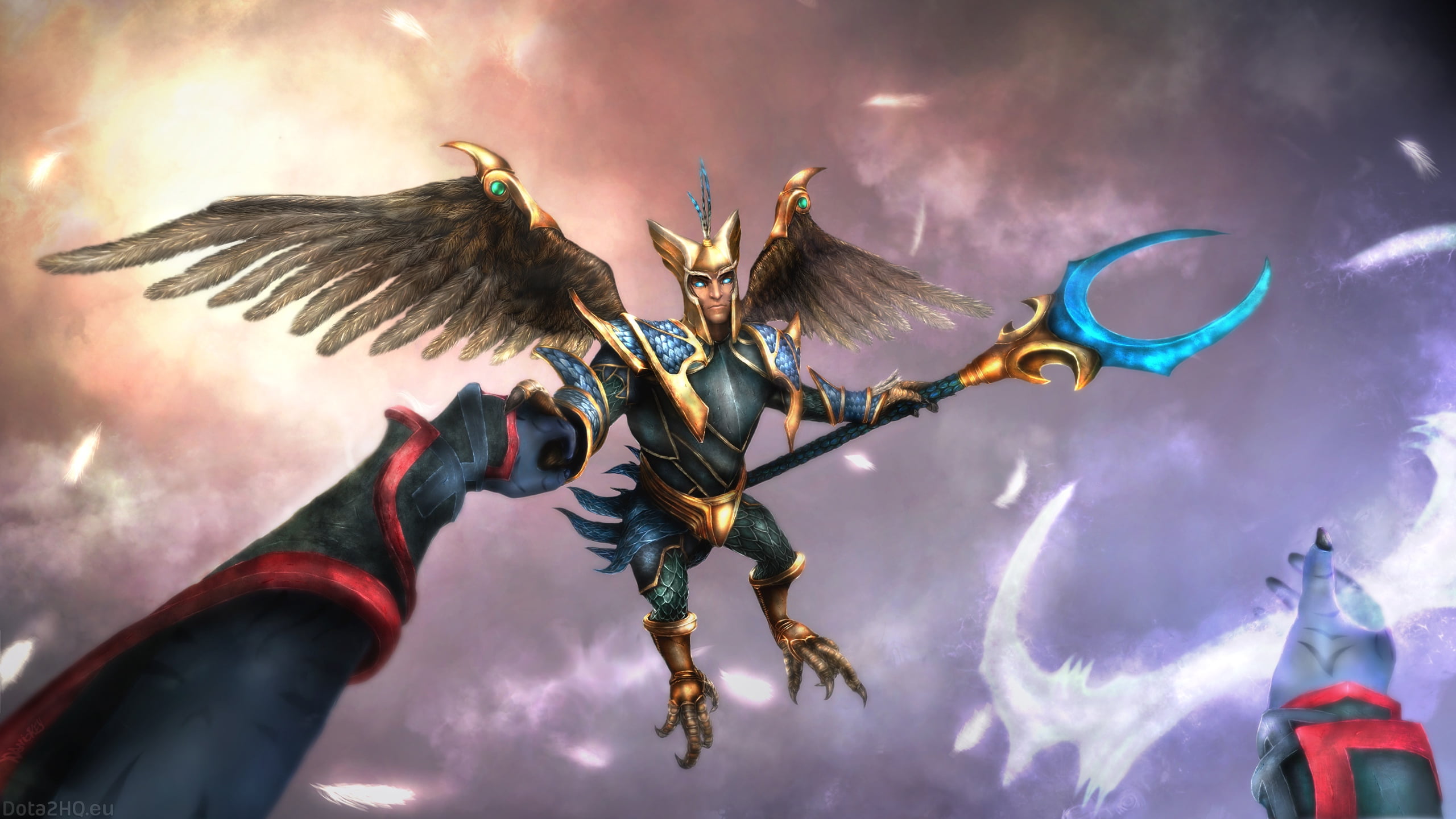spread wings, halloween, spirituality, low angle view, sculpture, shendelzare, demon, fantasy, 2K, horror, people, dota, spooky, human representation, HD Wallpaper