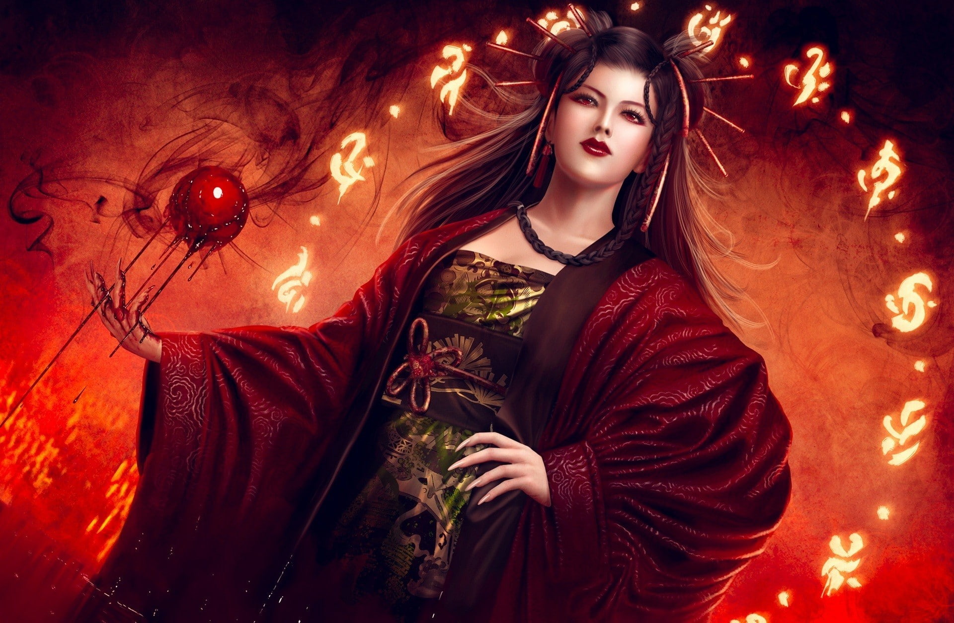 1080P, art, fantasy, fantasy art, magic, woman, HD Wallpaper
