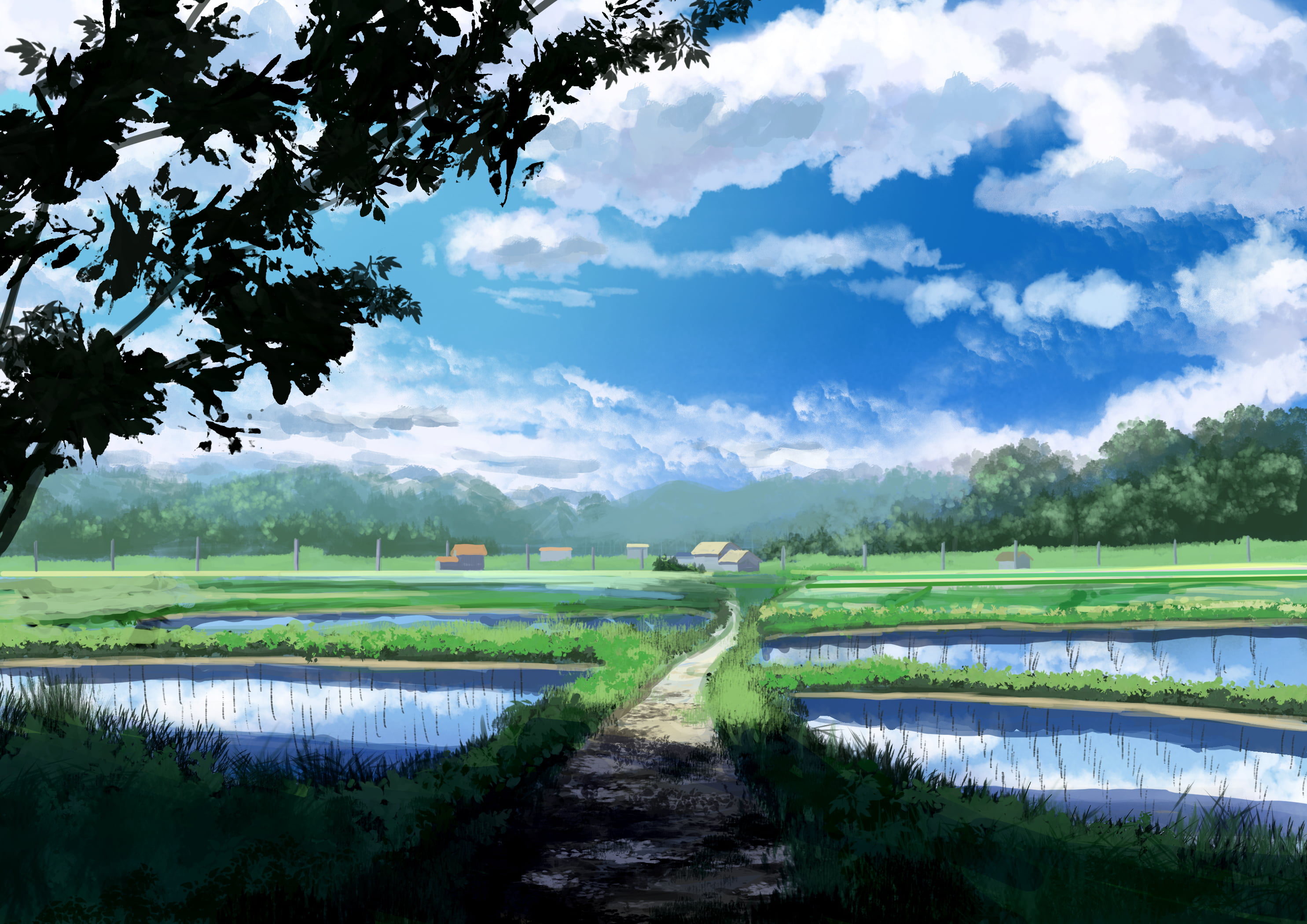 Countryside, 2K, Original, Path, Anime, HD Wallpaper