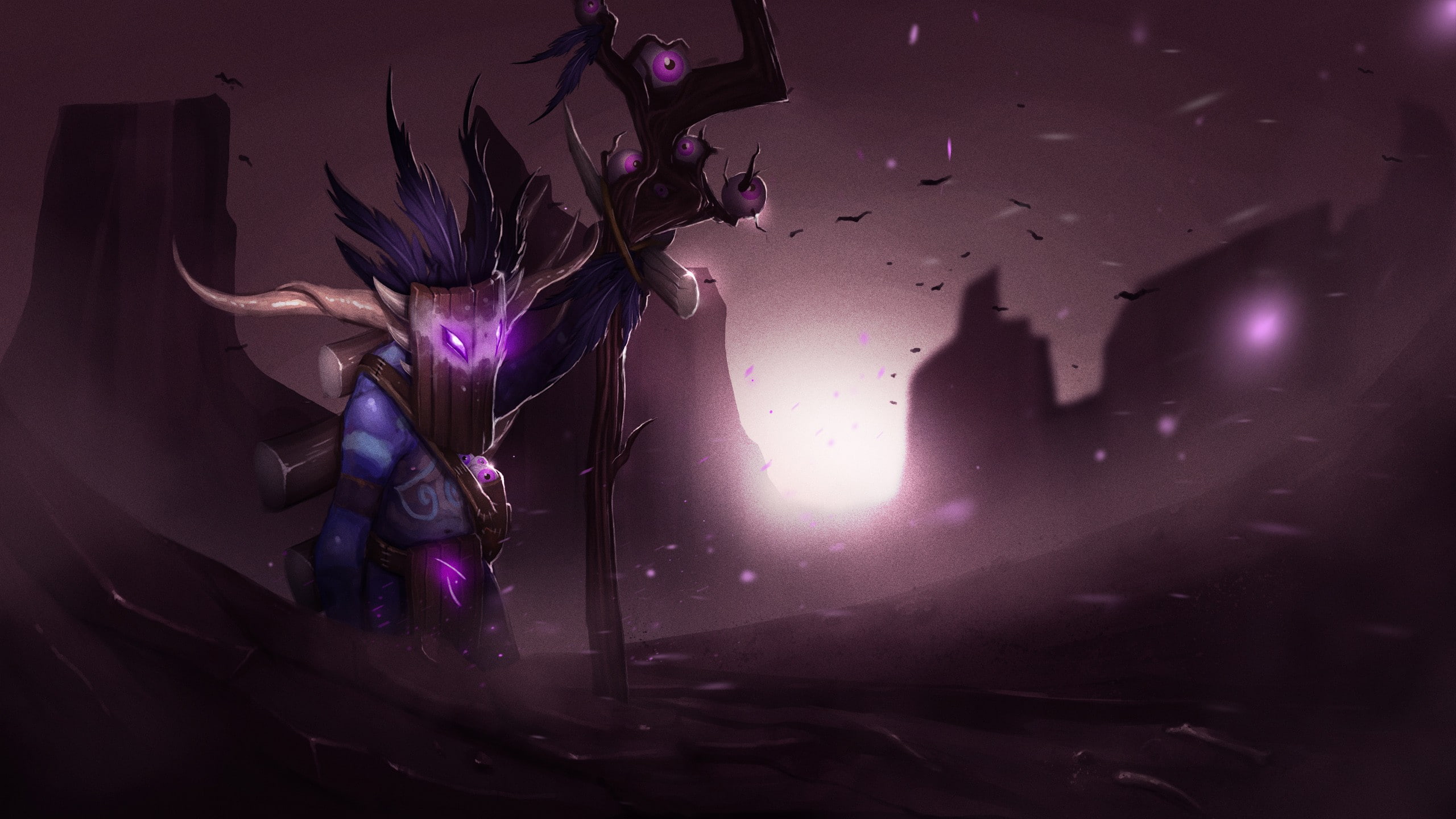 no people, indoors, Witch Doctor (character), nature, Dota, Defense of the Ancients, 2K, technology, flowering plant, vulnerability, purple, flower, light - natural phenomenon, HD Wallpaper