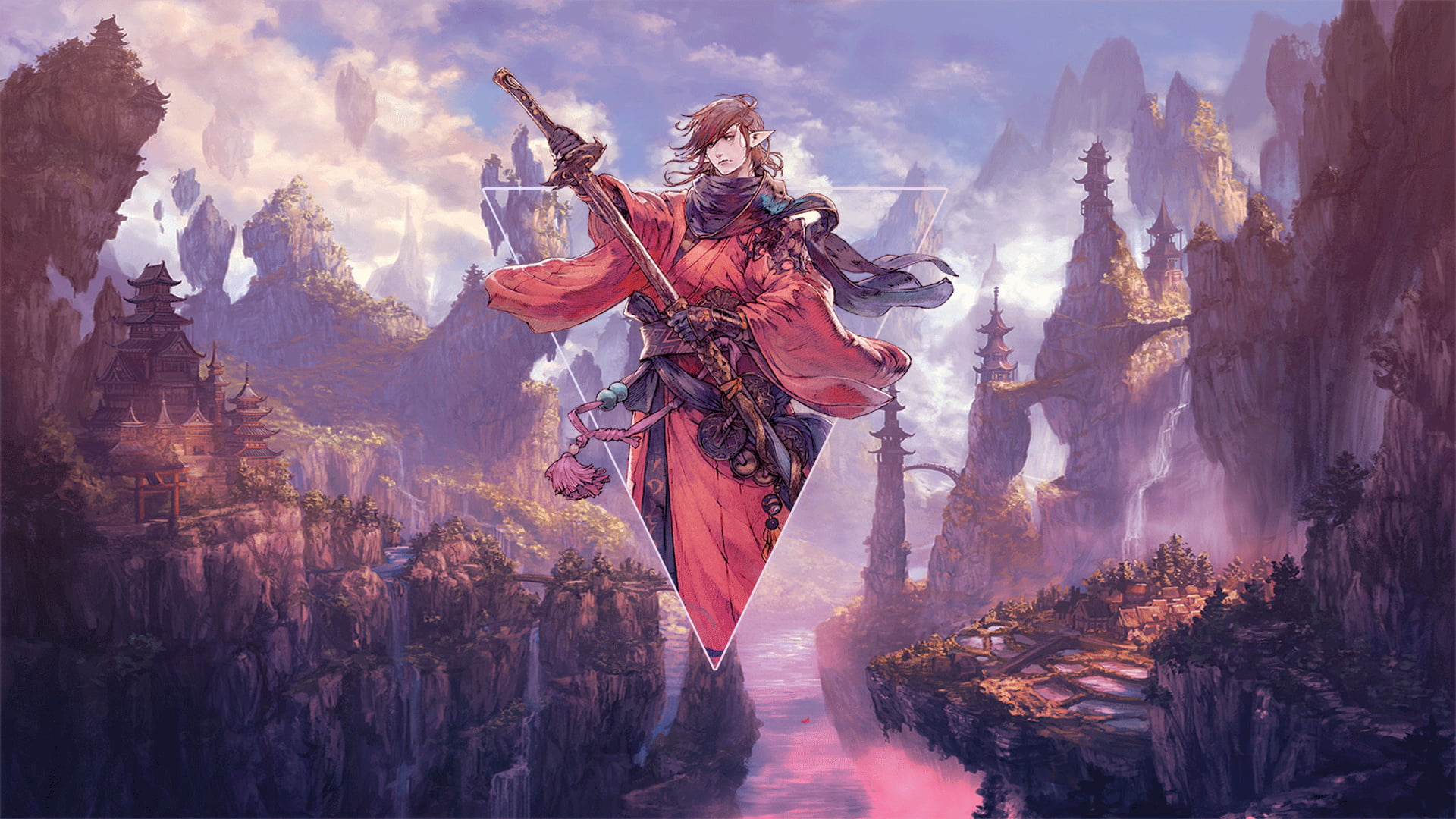 anime boys, Final Fantasy XIV: Shadowbringers, abstract, katana, samurai, 1080P, digital art, Photoshop, picture-in-picture, Final Fantasy XIV: A Realm Reborn, HD Wallpaper