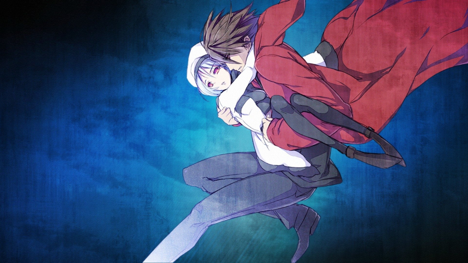 Short Hair, Anime, Red Eyes, Brown Hair, Scrooge (Guilty Crown), Guilty Crown, Hoodie, 1080P, White Hair, Guilty Crown: Lost Christmas, Pantyhose, HD Wallpaper